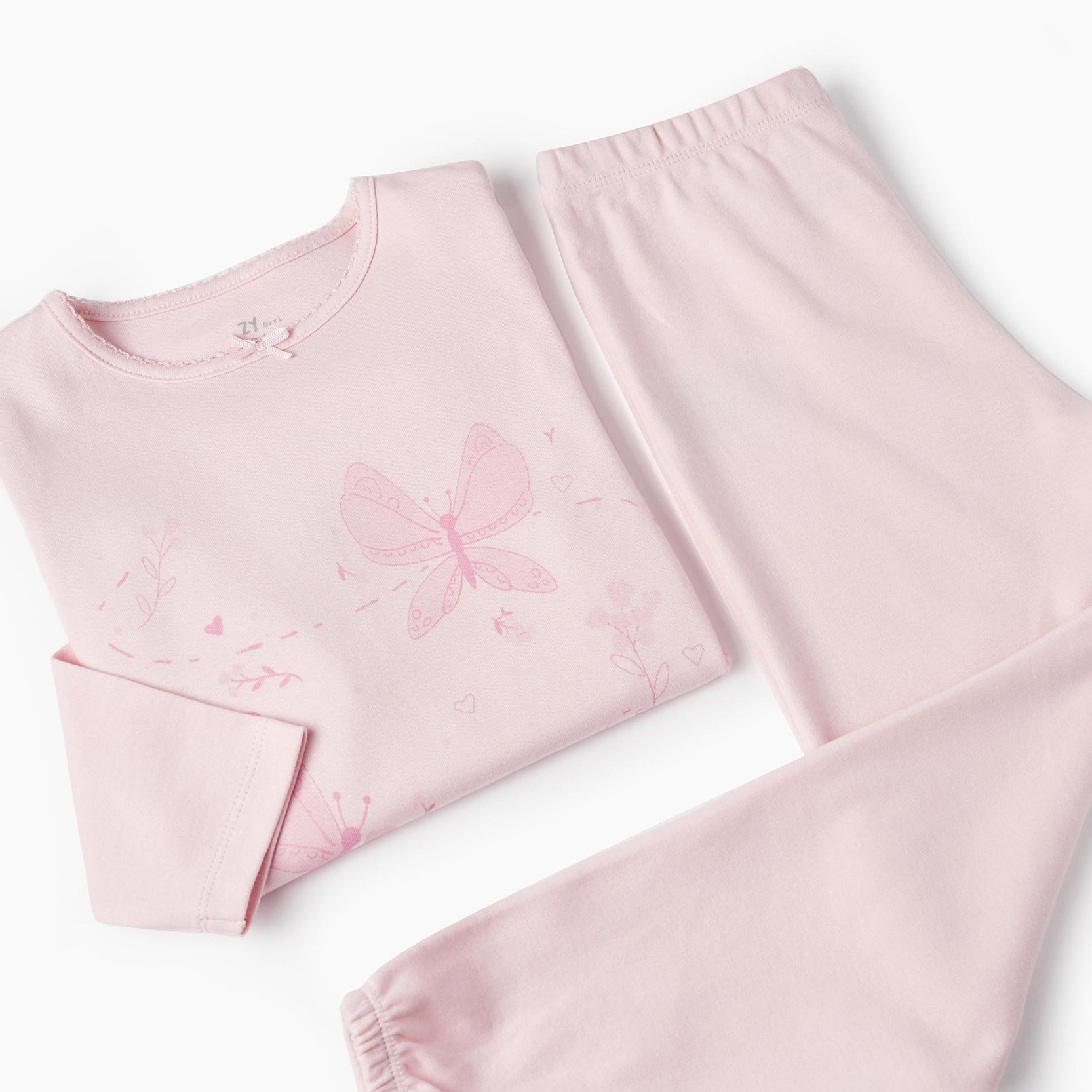 Cotton Pyjamas for Girls 'Butterflies', Light Pink