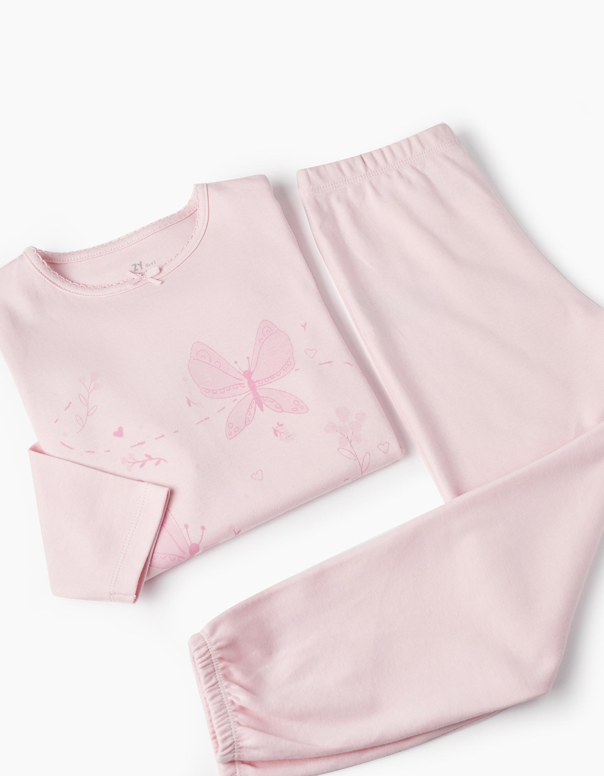 Cotton Pyjamas for Girls 'Butterflies', Light Pink
