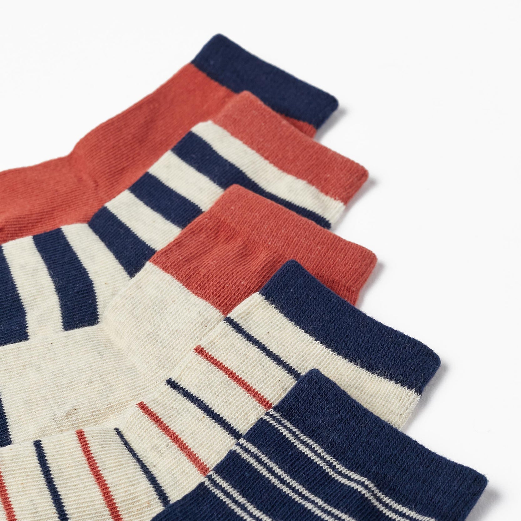 Pack of 5 Pairs of Socks for Boys, Brown/Light Beige/Dark Blue