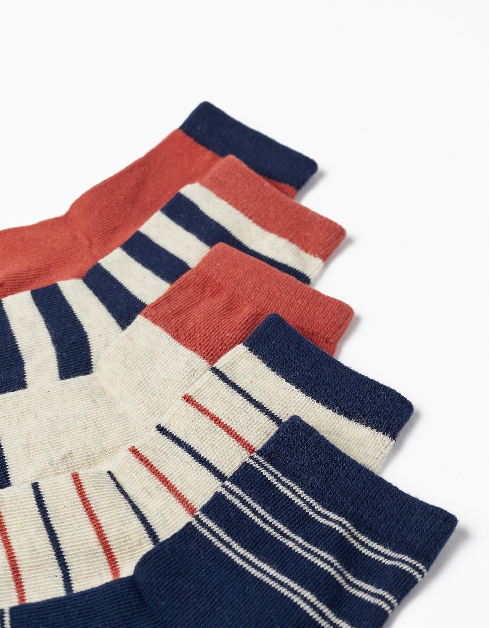 Pack of 5 Pairs of Socks for Boys, Brown/Light Beige/Dark Blue