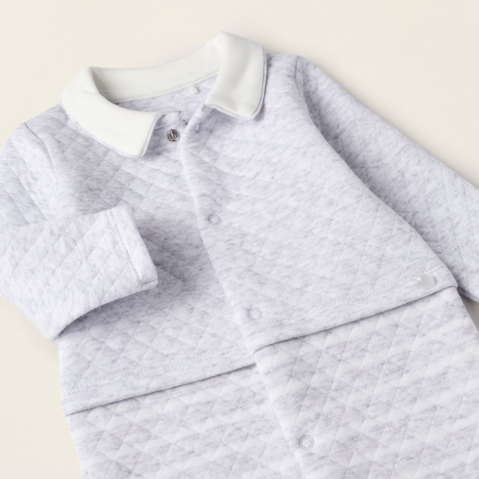 Padded Babygrow for Newborn Boys, White/Grey