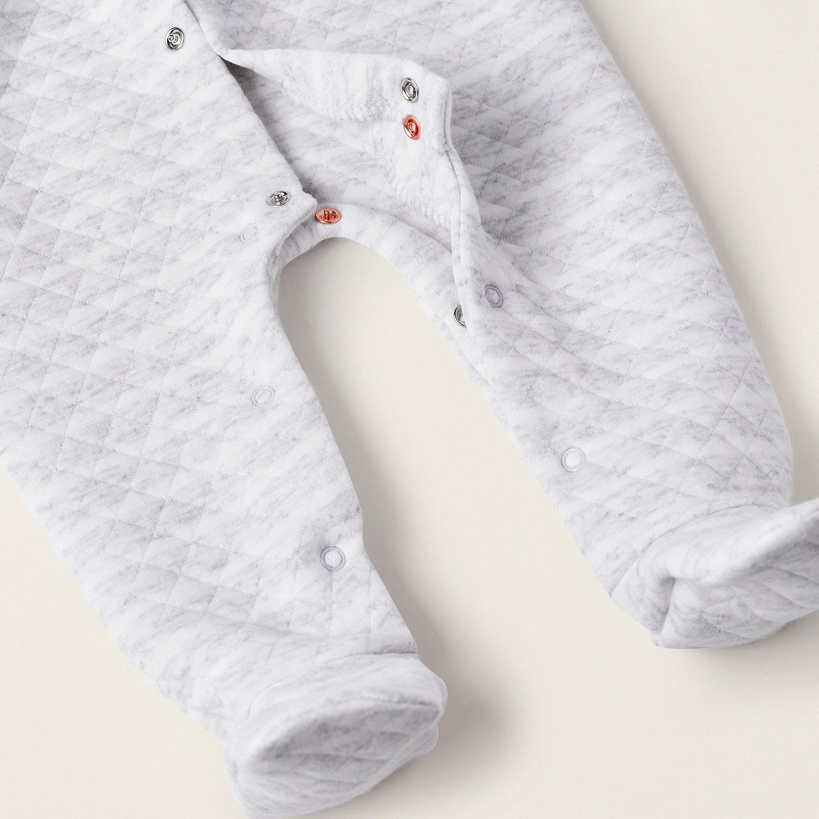 Padded Babygrow for Newborn Boys, White/Grey