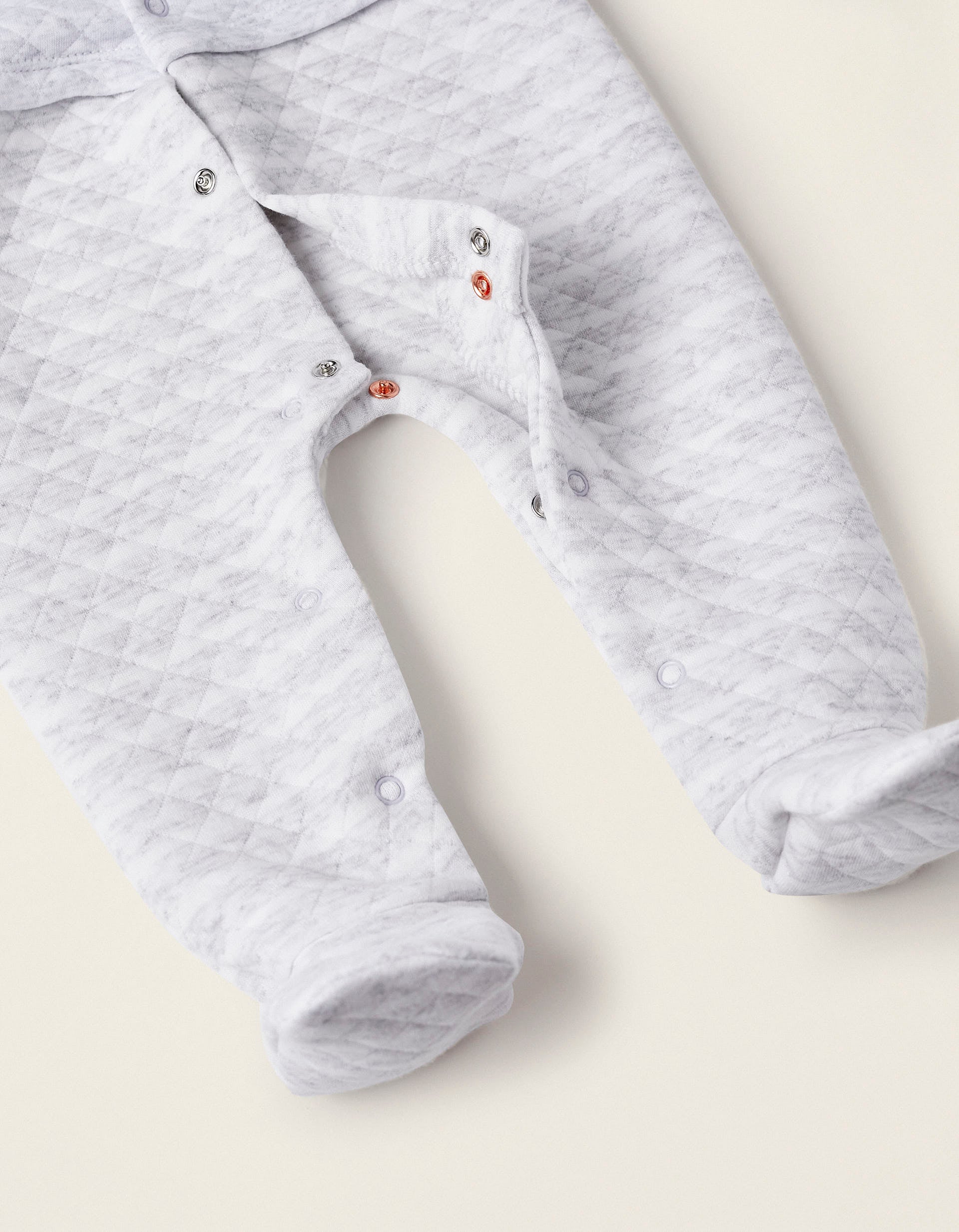 Padded Babygrow for Newborn Boys, White/Grey