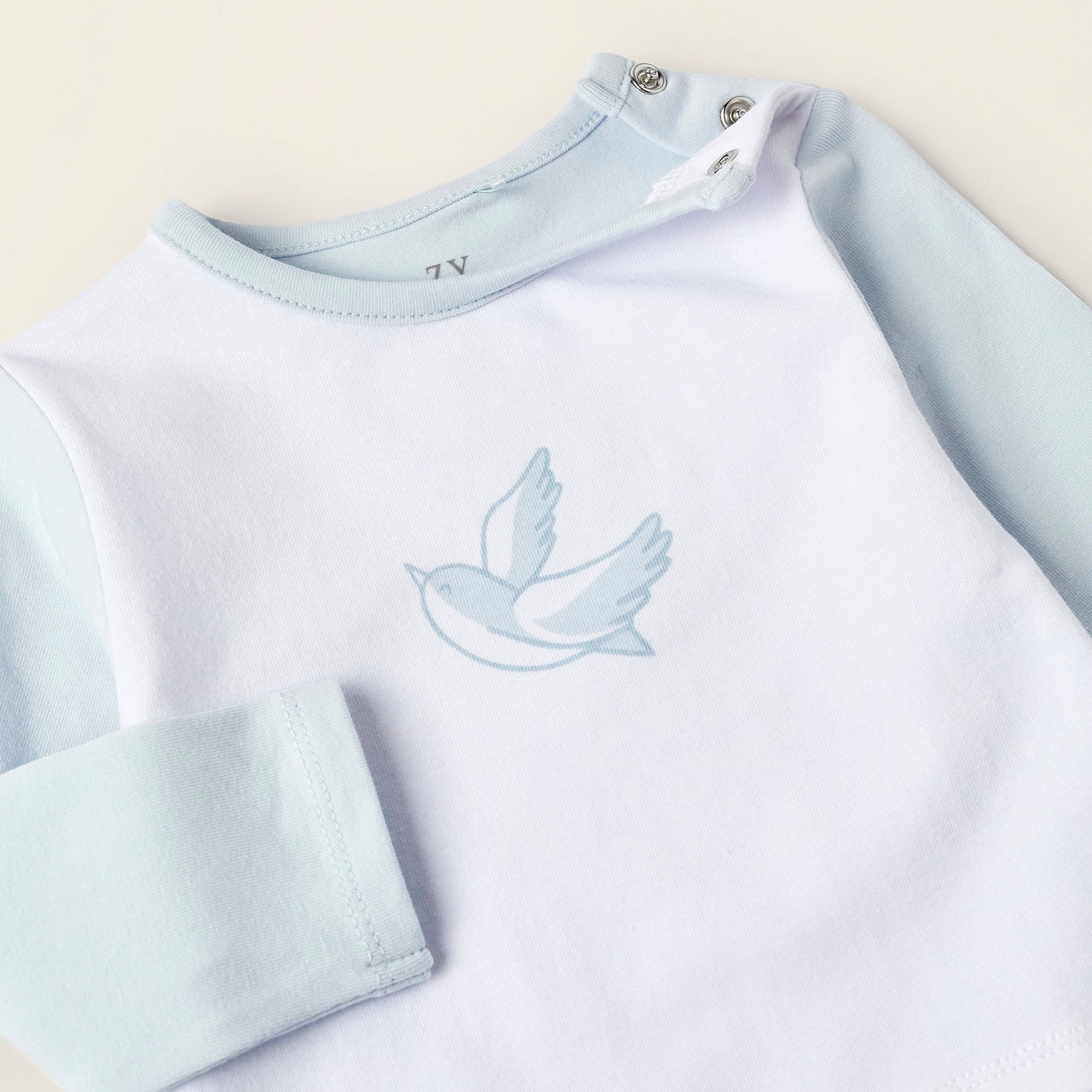 Footed Bodysuit for Newborn Boys 'Swallow', White/Light Blue/Light Green