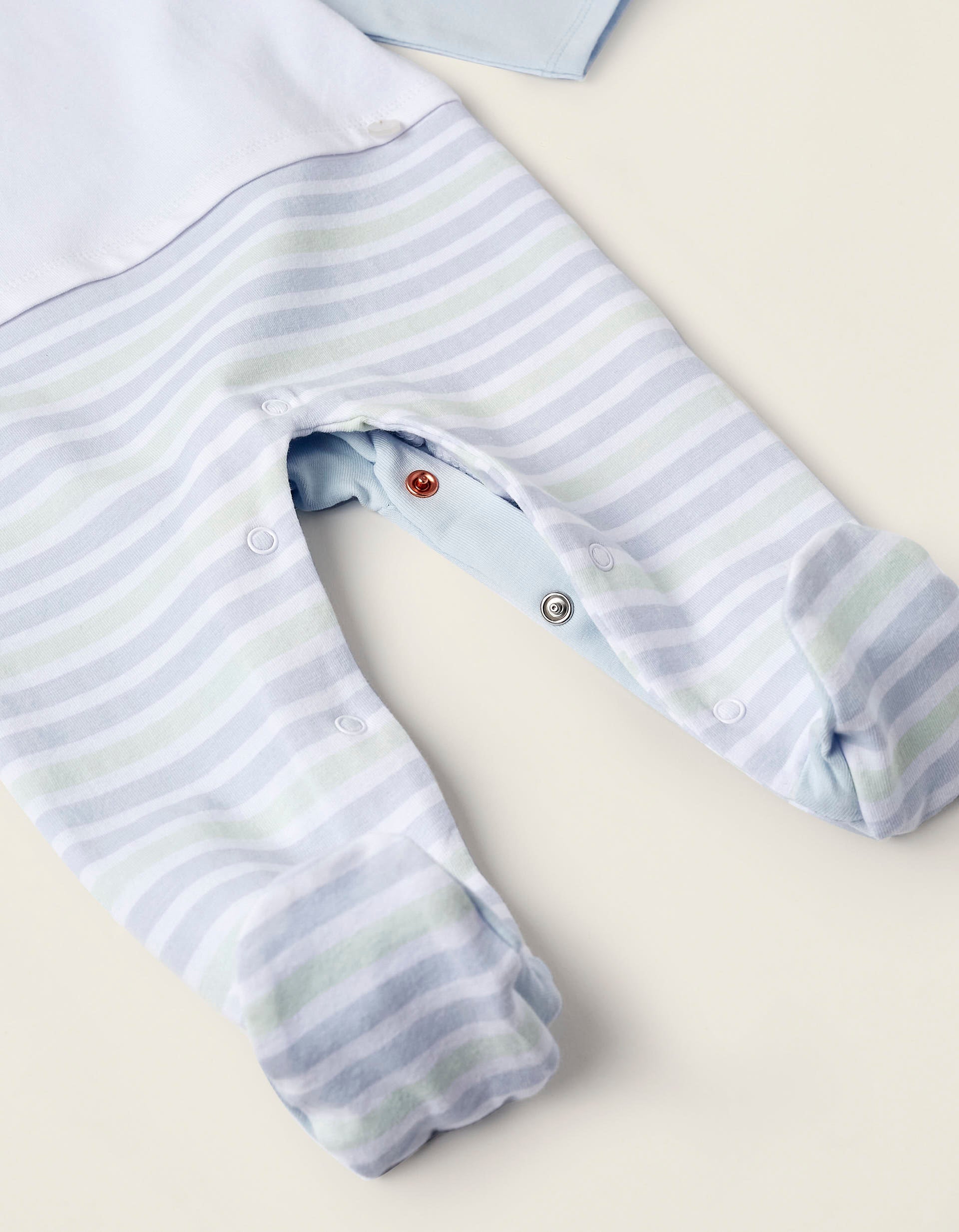 Footed Bodysuit for Newborn Boys 'Swallow', White/Light Blue/Light Green