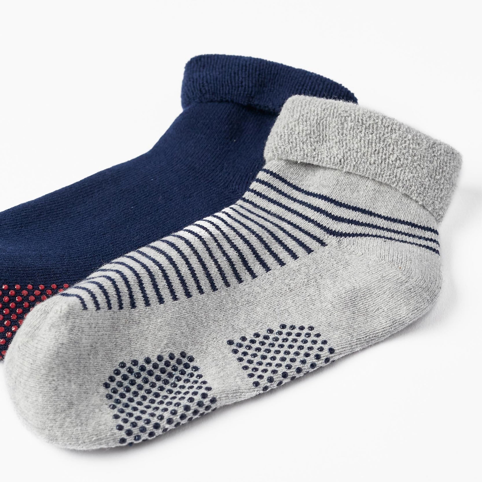 Non-slip Socks with Folds for Children, Blue/Grey