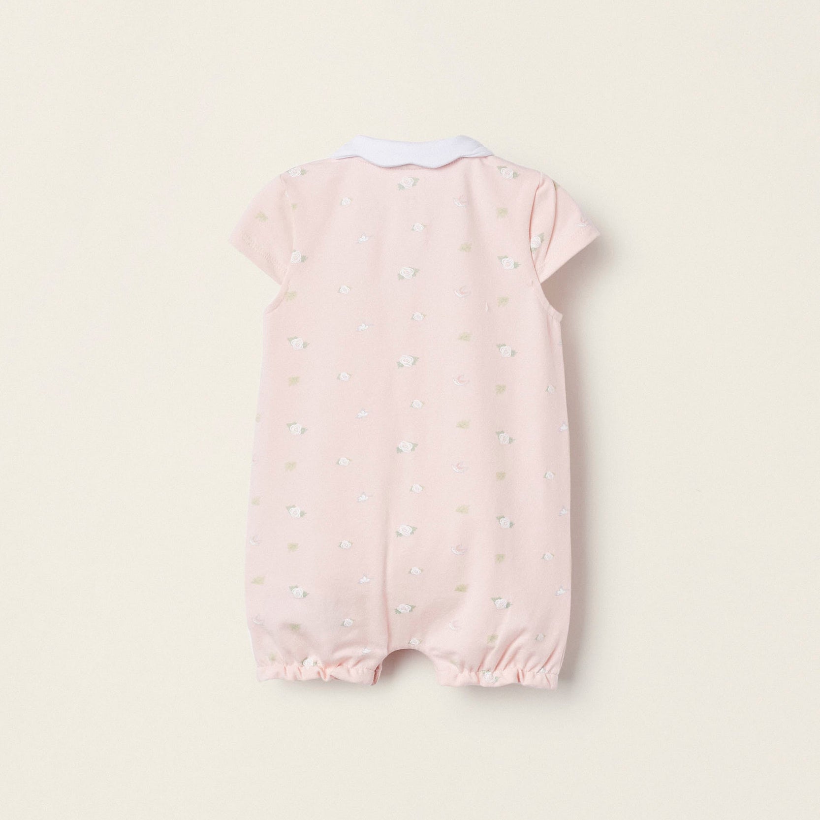 Patterned Bodysuit for Newborn Girls 'Birds & Roses', Light Pink