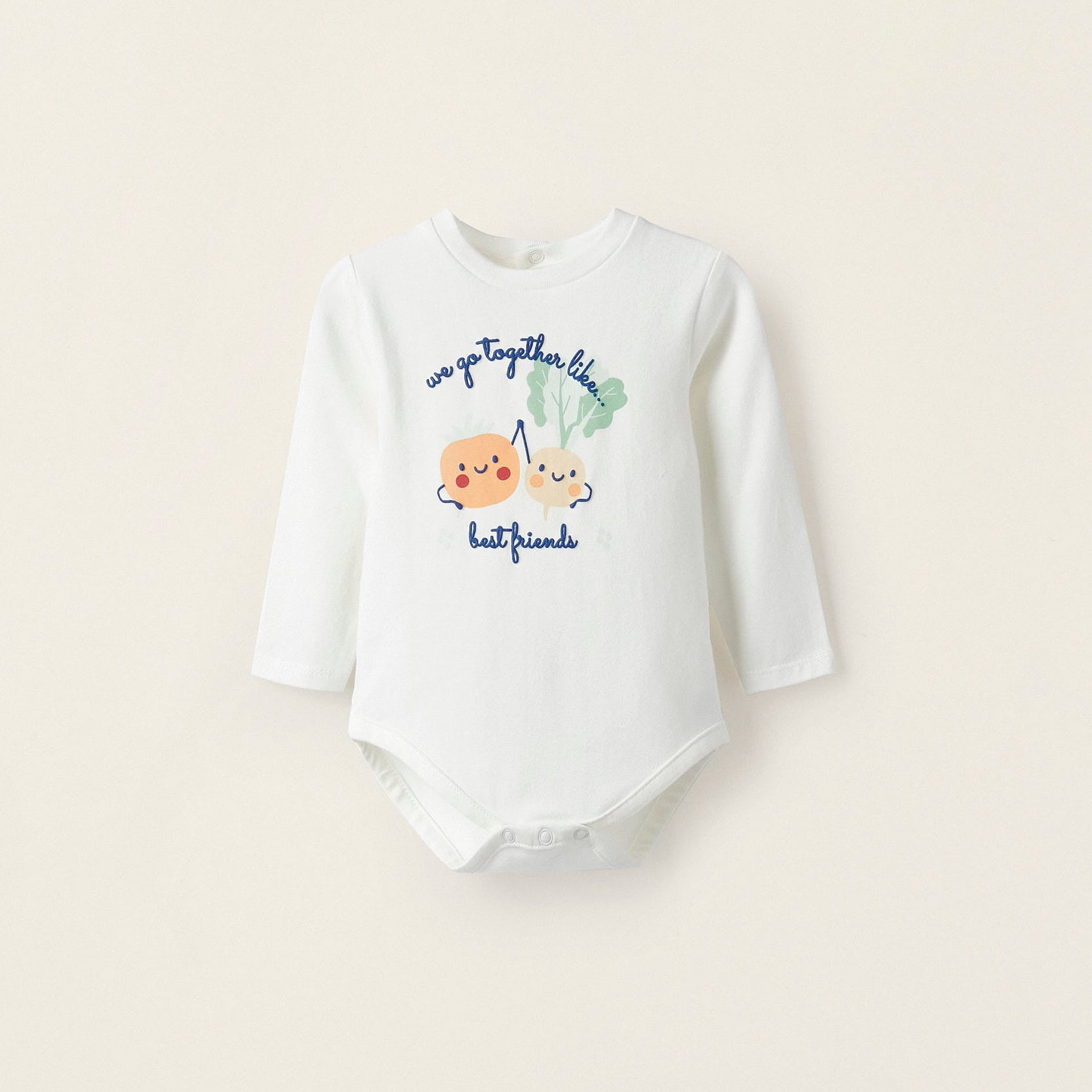 Cotton Jersey Bodysuit for Newborn Boys 'Best Friends', White