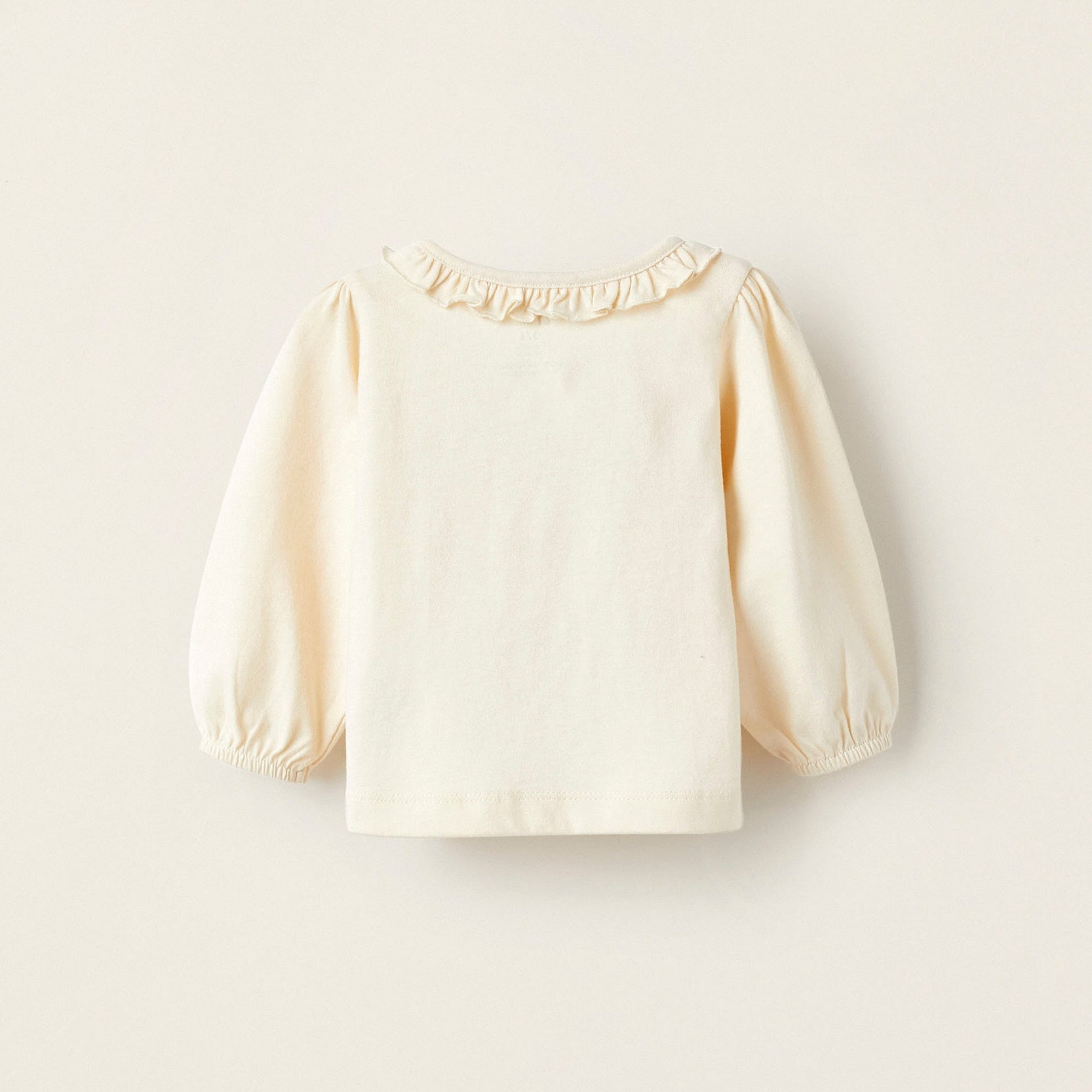 Long Sleeve T-Shirt for Newborn Girls 'Happy Together', Light Beige