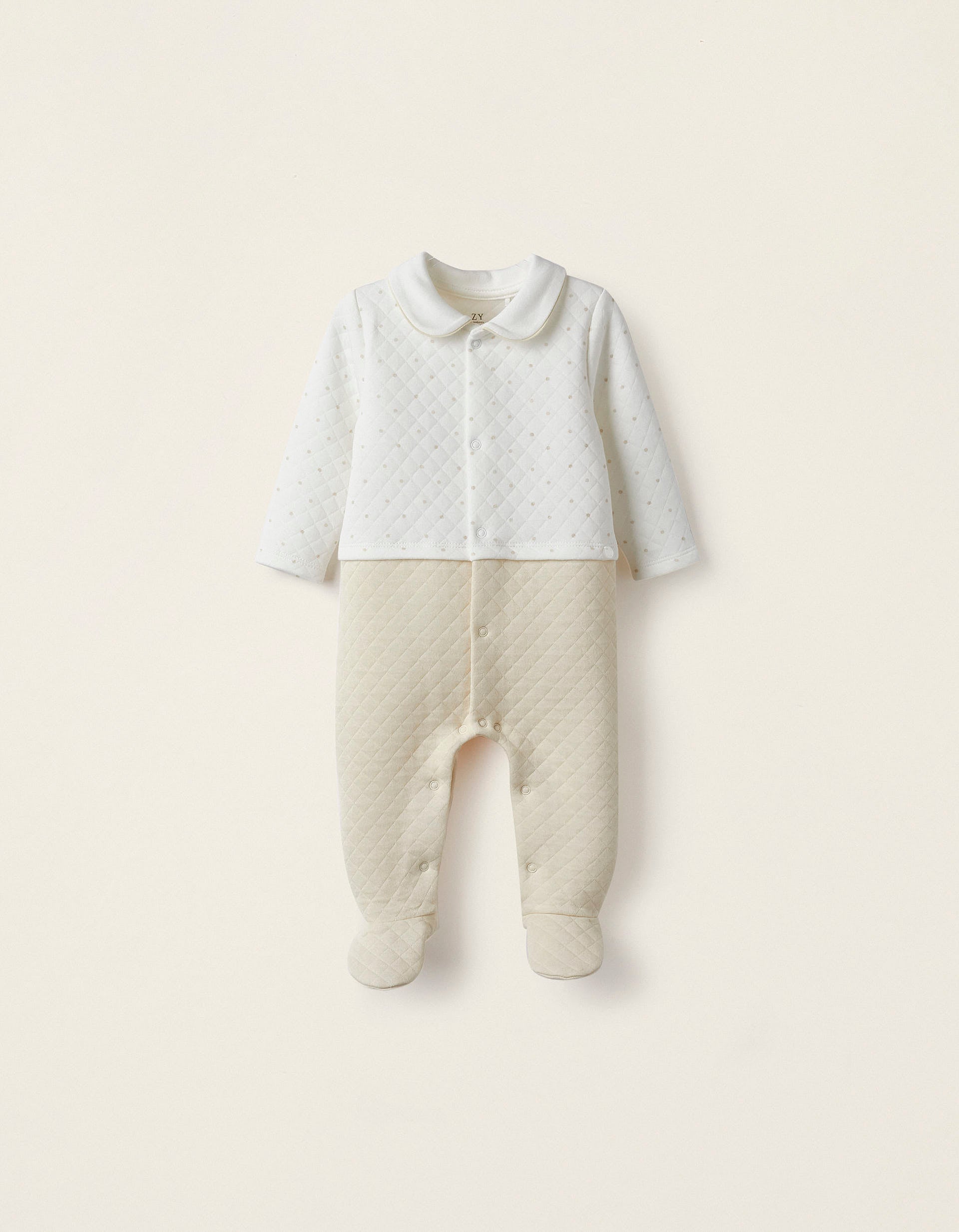 Padded Footed Babygrow for Newborn Girls, White/Cream