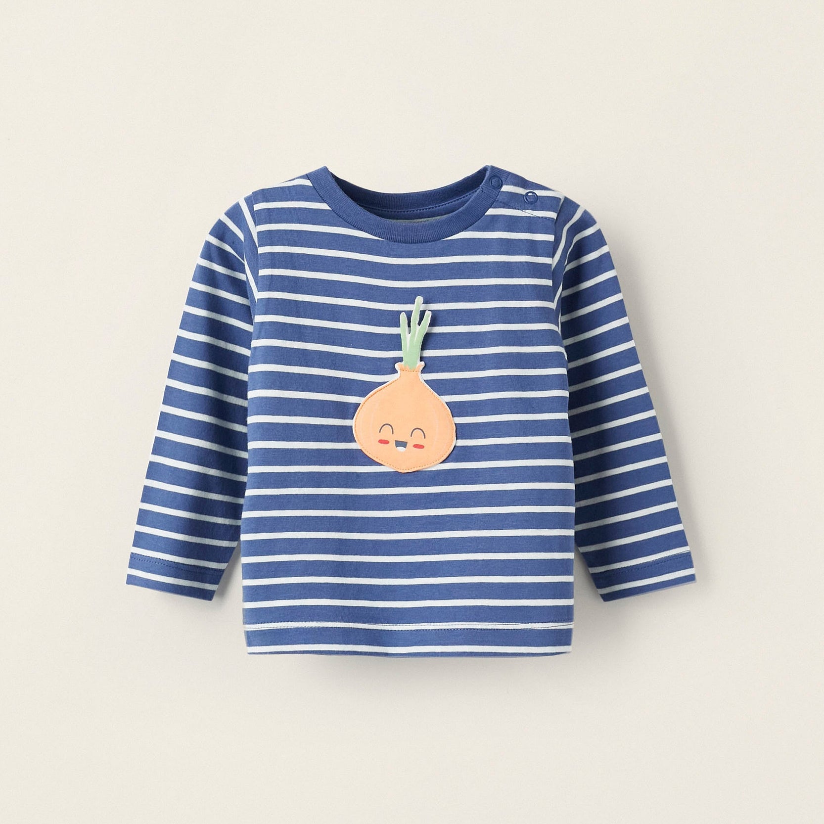 Cotton T-Shirt for Newborn Boys 'Onion', Blue/White