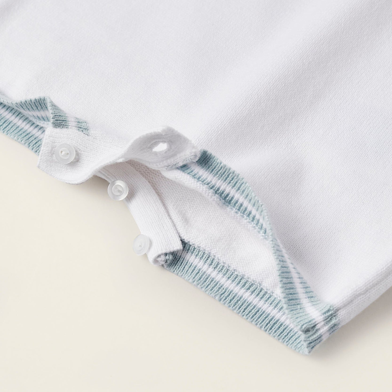 Short Knit Romper for Newborns 'Bird', White/Blue