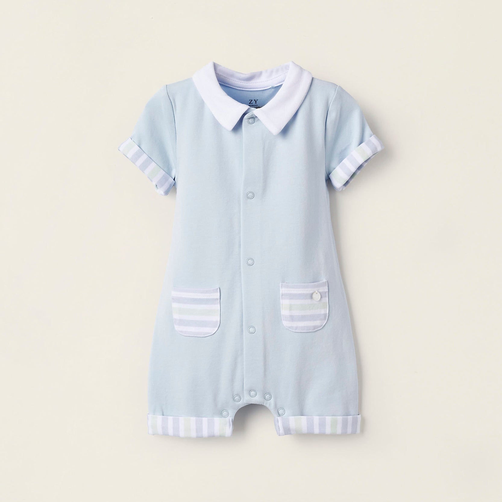 Short Sleeve Newborn Bodysuit, White/Blue/Green