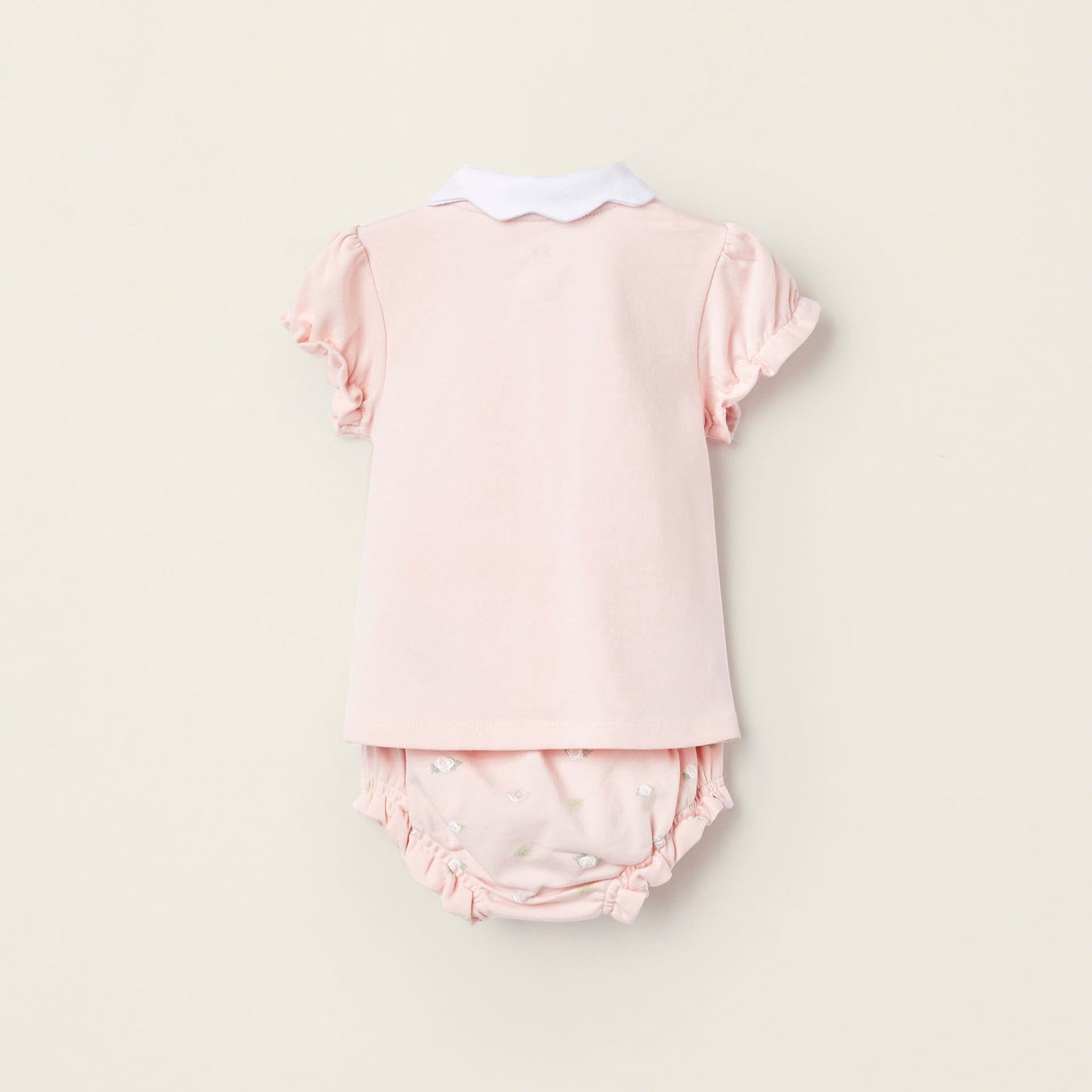 T-Shirt + Cotton Bodysuit for Newborn Girls 'Roses', Pink