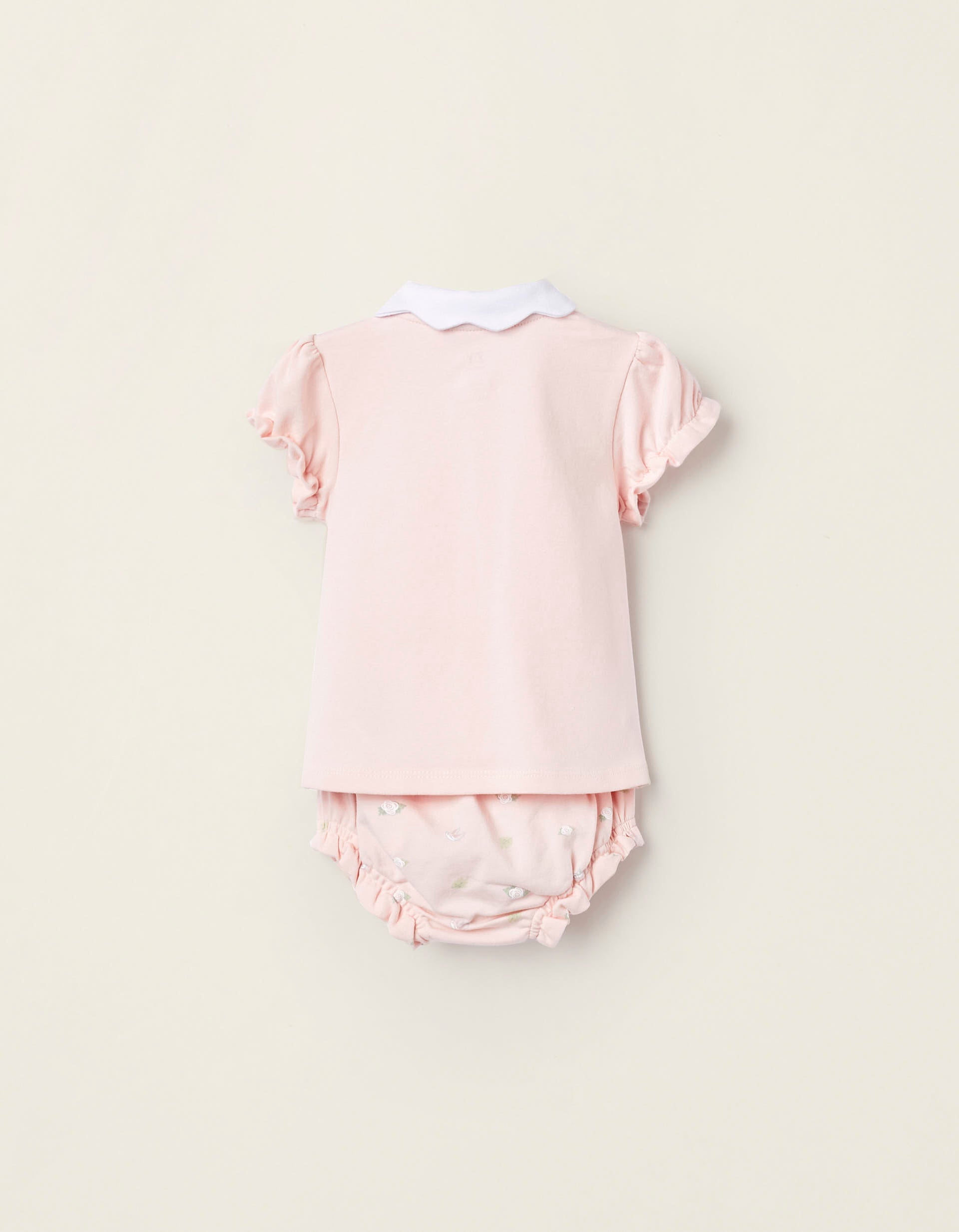 T-Shirt + Cotton Bodysuit for Newborn Girls 'Roses', Pink