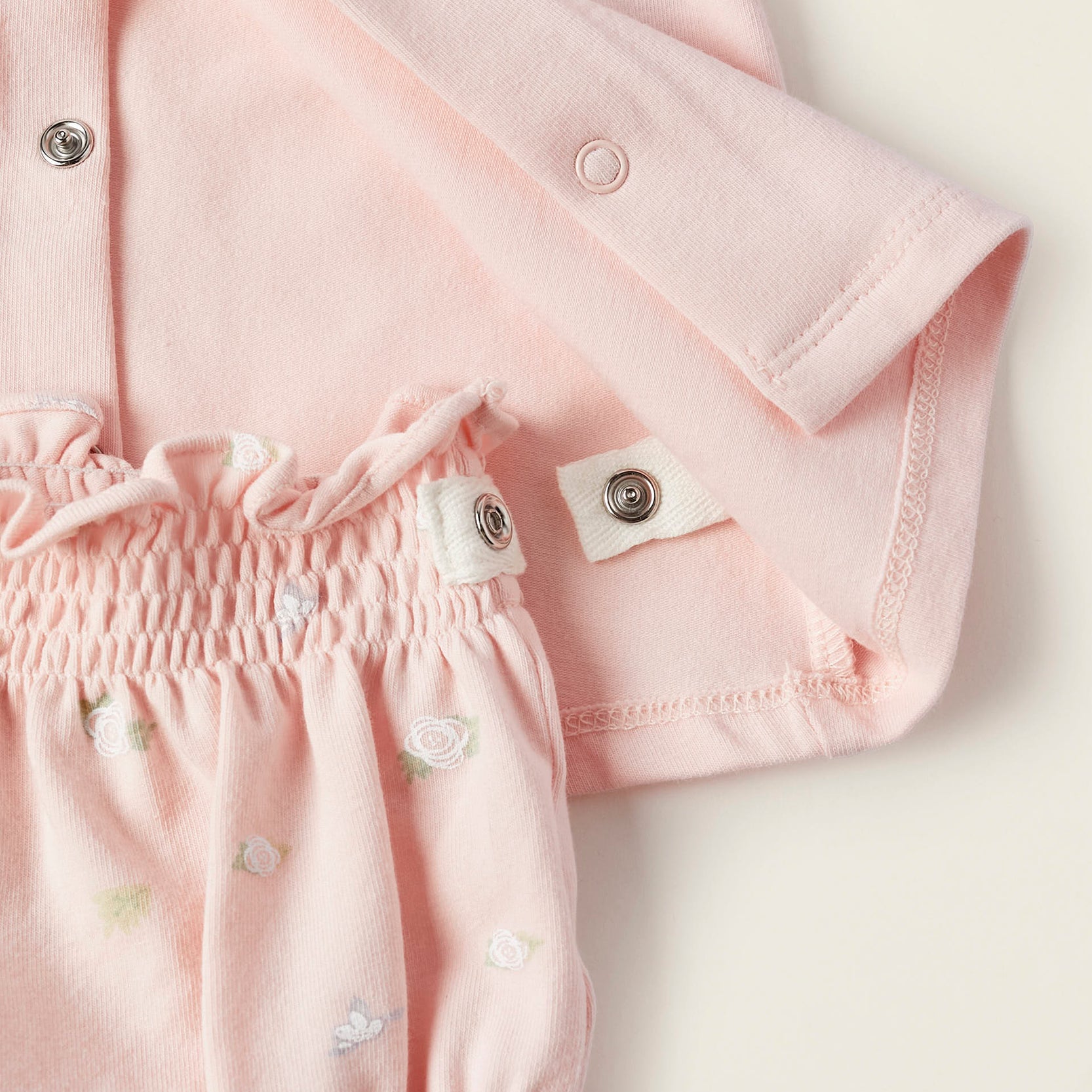 T-Shirt + Cotton Bodysuit for Newborn Girls 'Roses', Pink