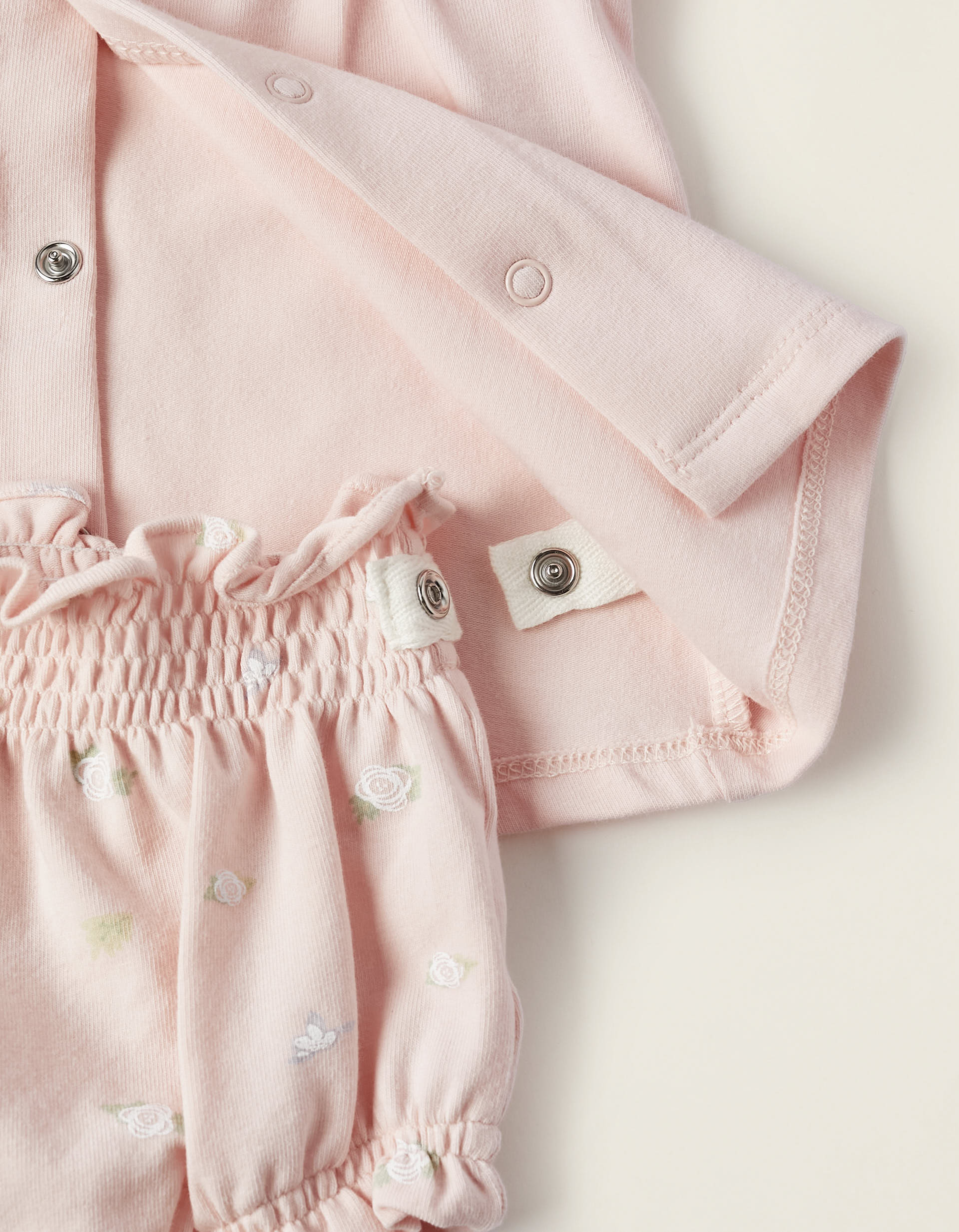 T-Shirt + Cotton Bodysuit for Newborn Girls 'Roses', Pink