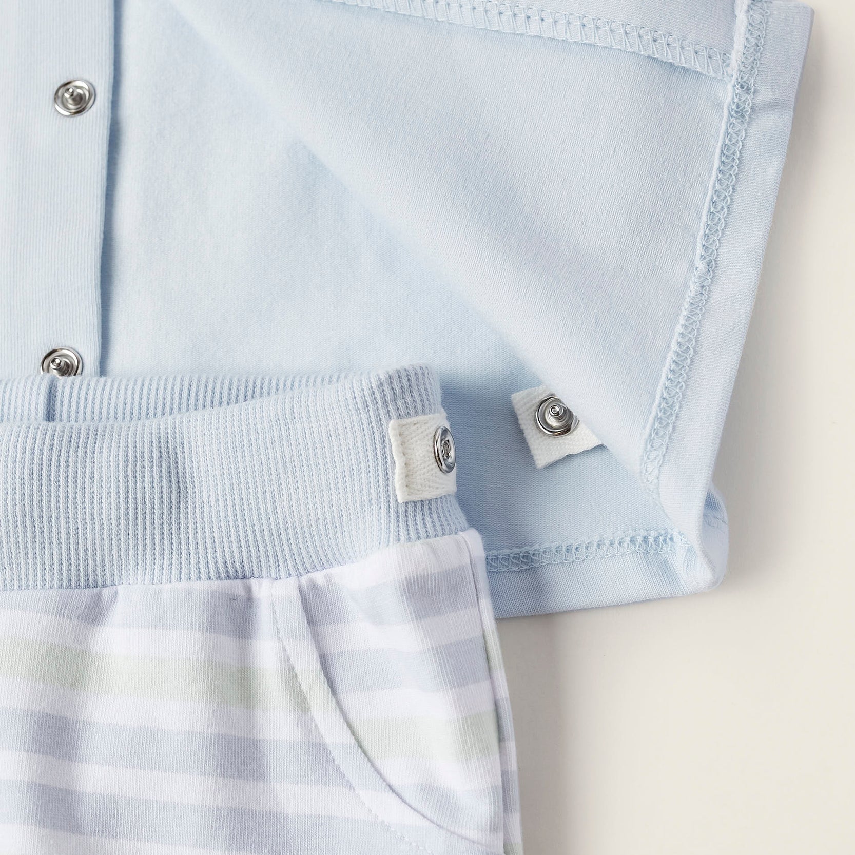 T-Shirt + Cotton Shorts for Newborn Boys, Blue/White/Green