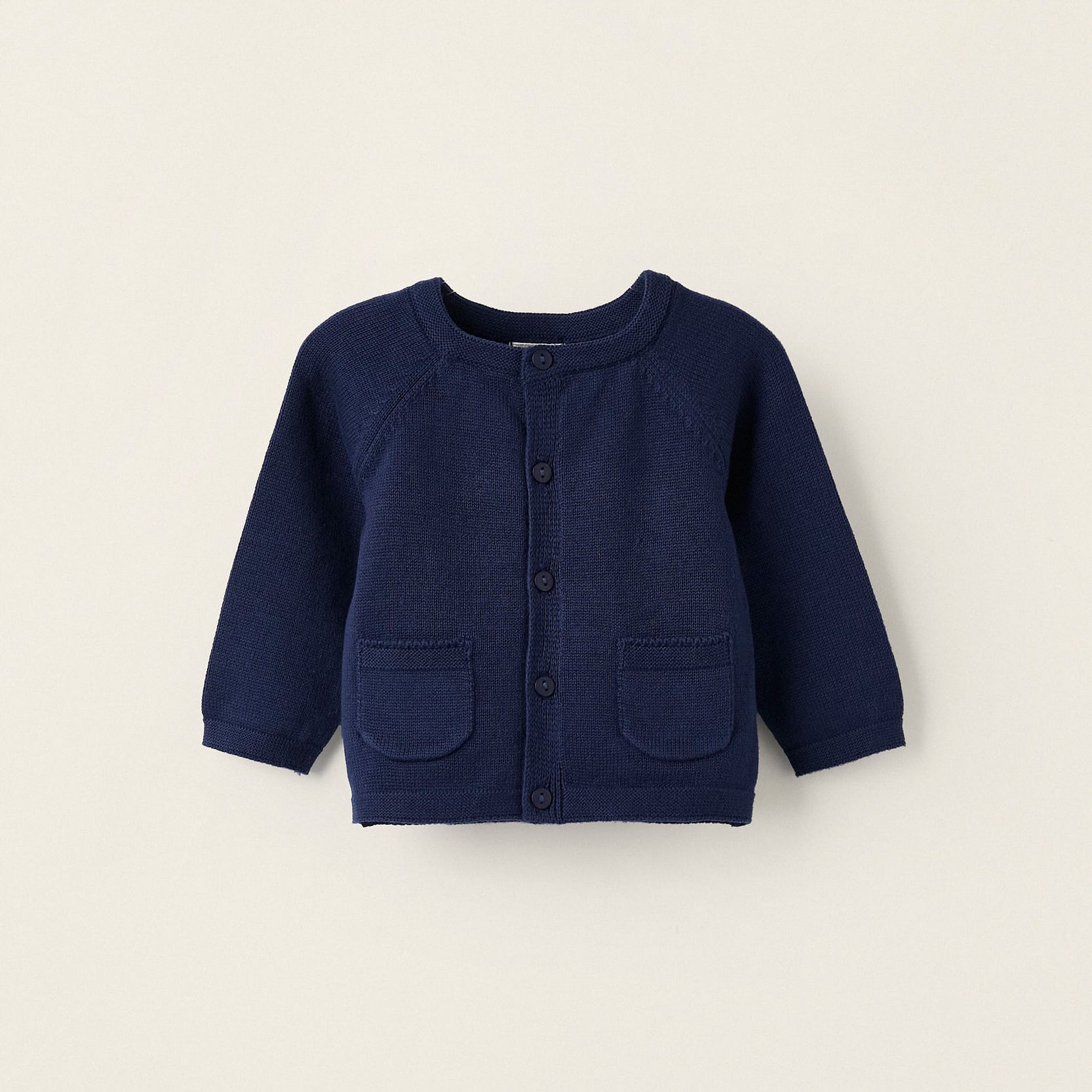 Long Sleeve Knitted Cardigan for Newborn Boys, Dark Blue