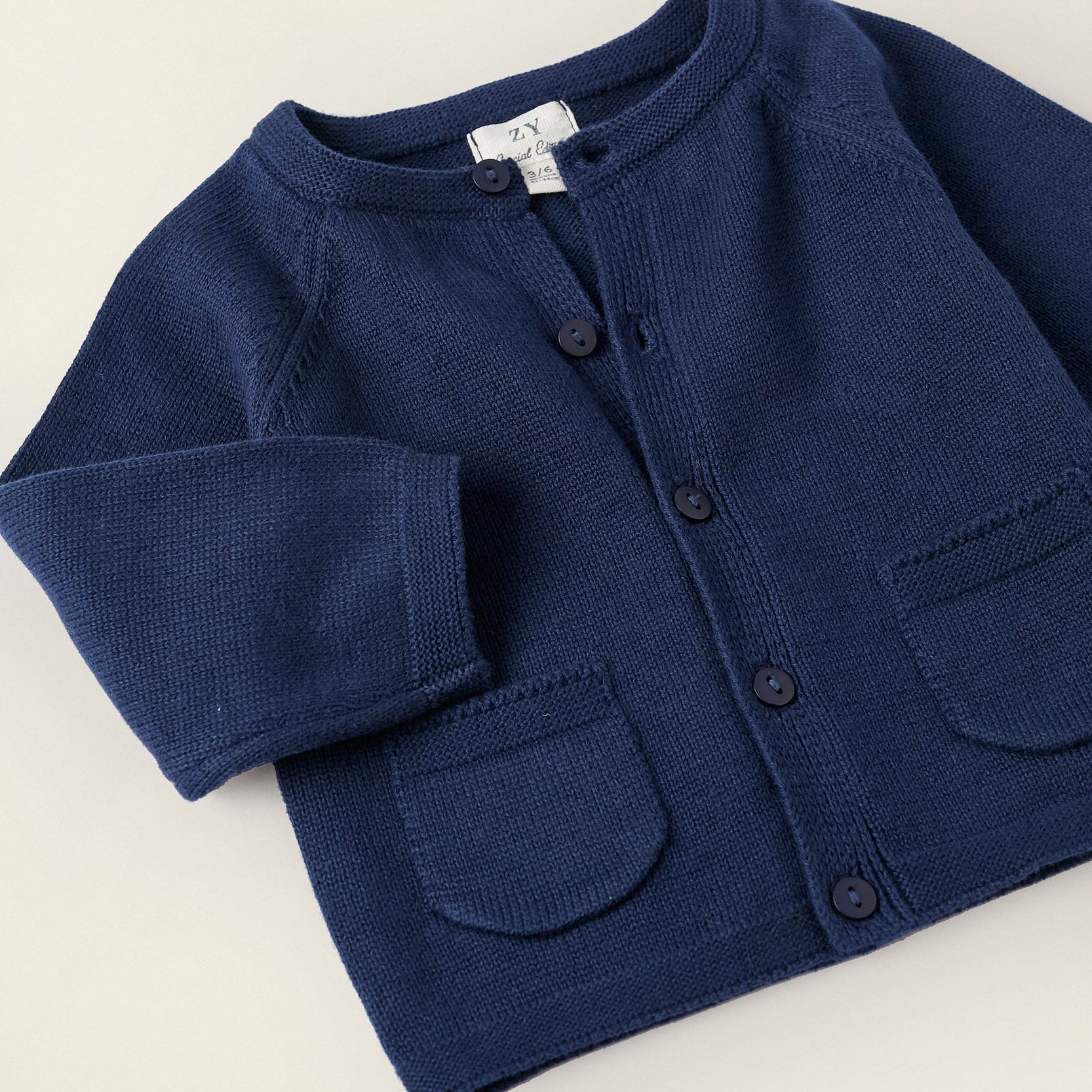 Long Sleeve Knitted Cardigan for Newborn Boys, Dark Blue