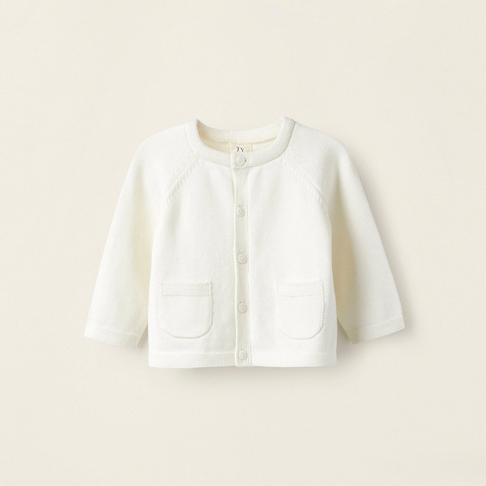 Long Sleeve Knitted Cardigan for Newborn Boys, White