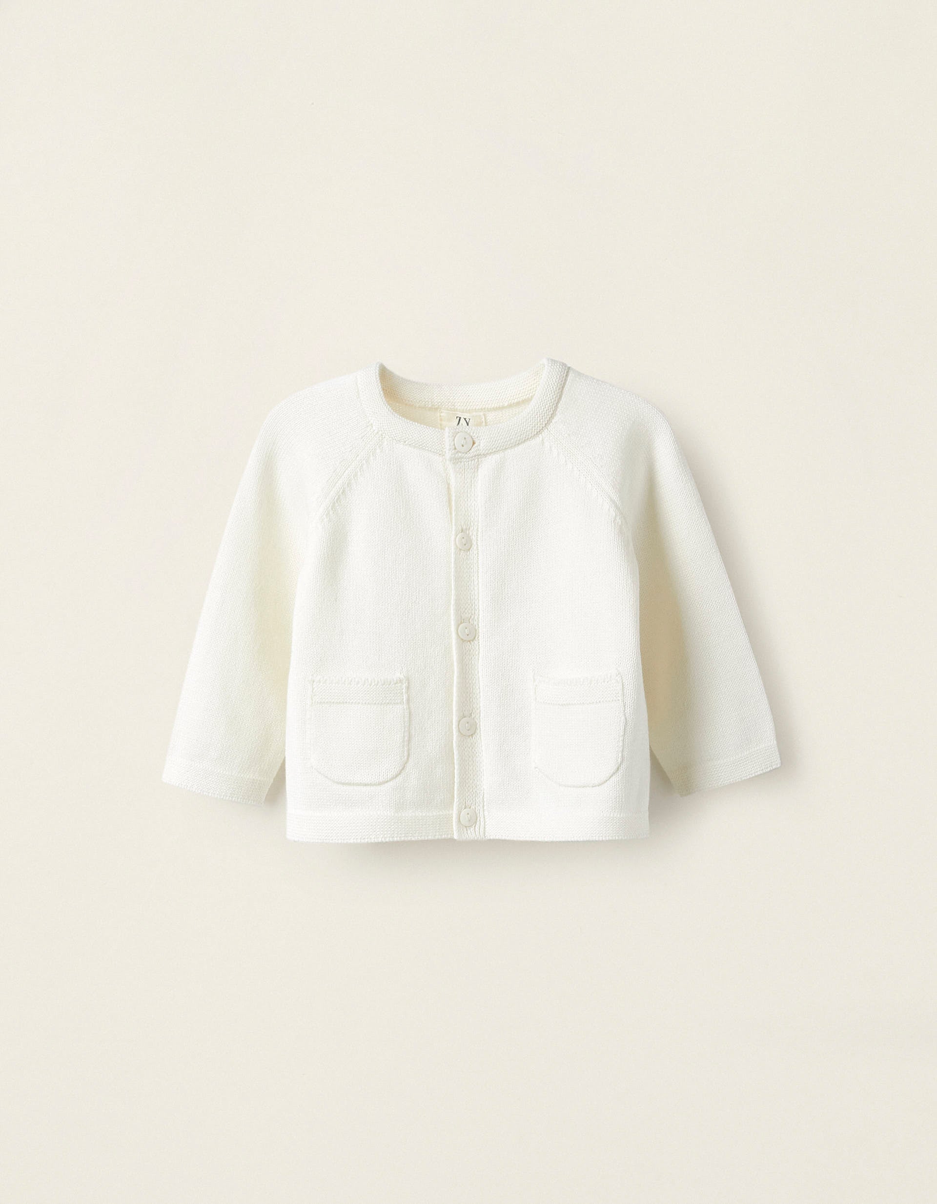 Long Sleeve Knitted Cardigan for Newborn Boys, White