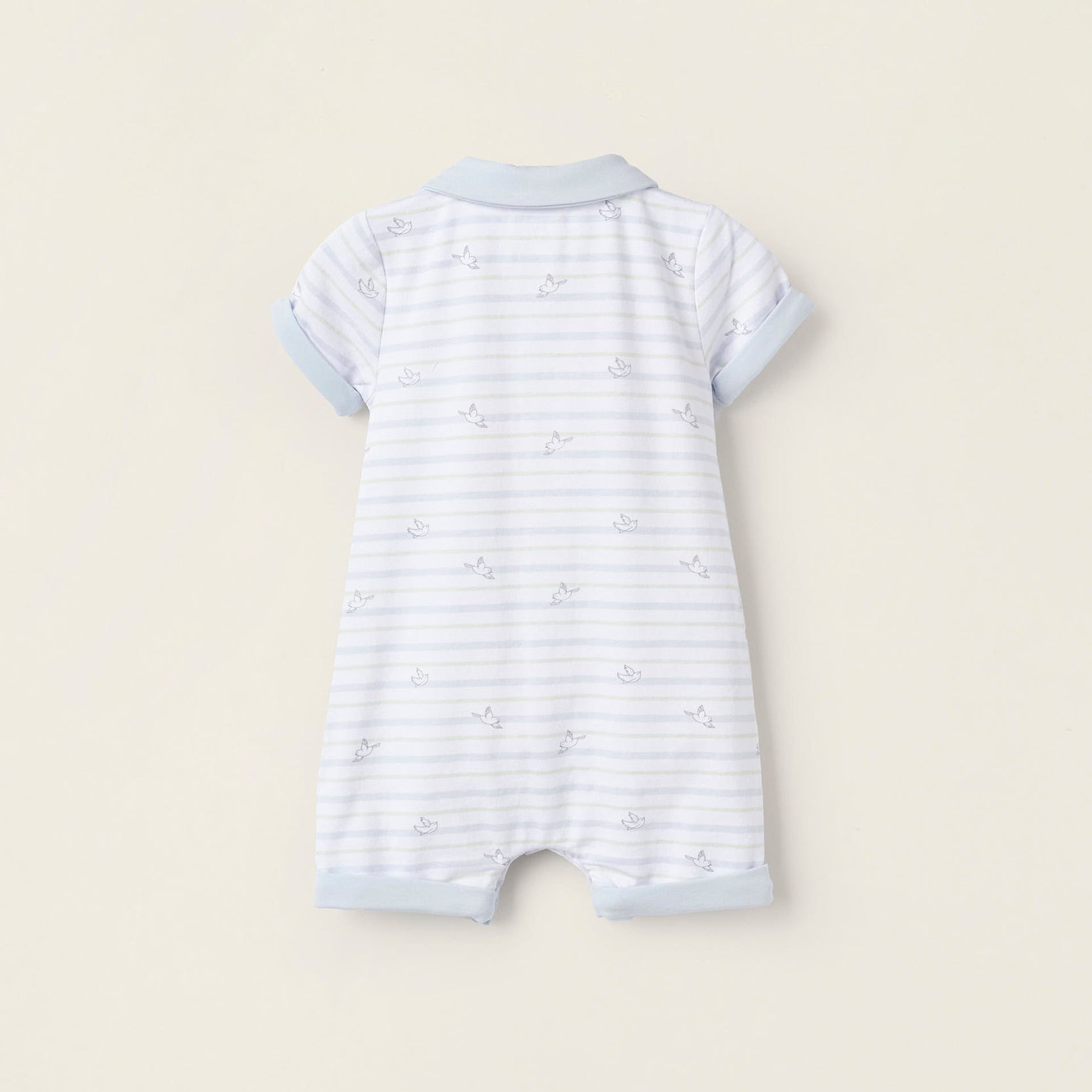 Short Sleeve Newborn Bodysuit 'Swallows', White/Blue/Green