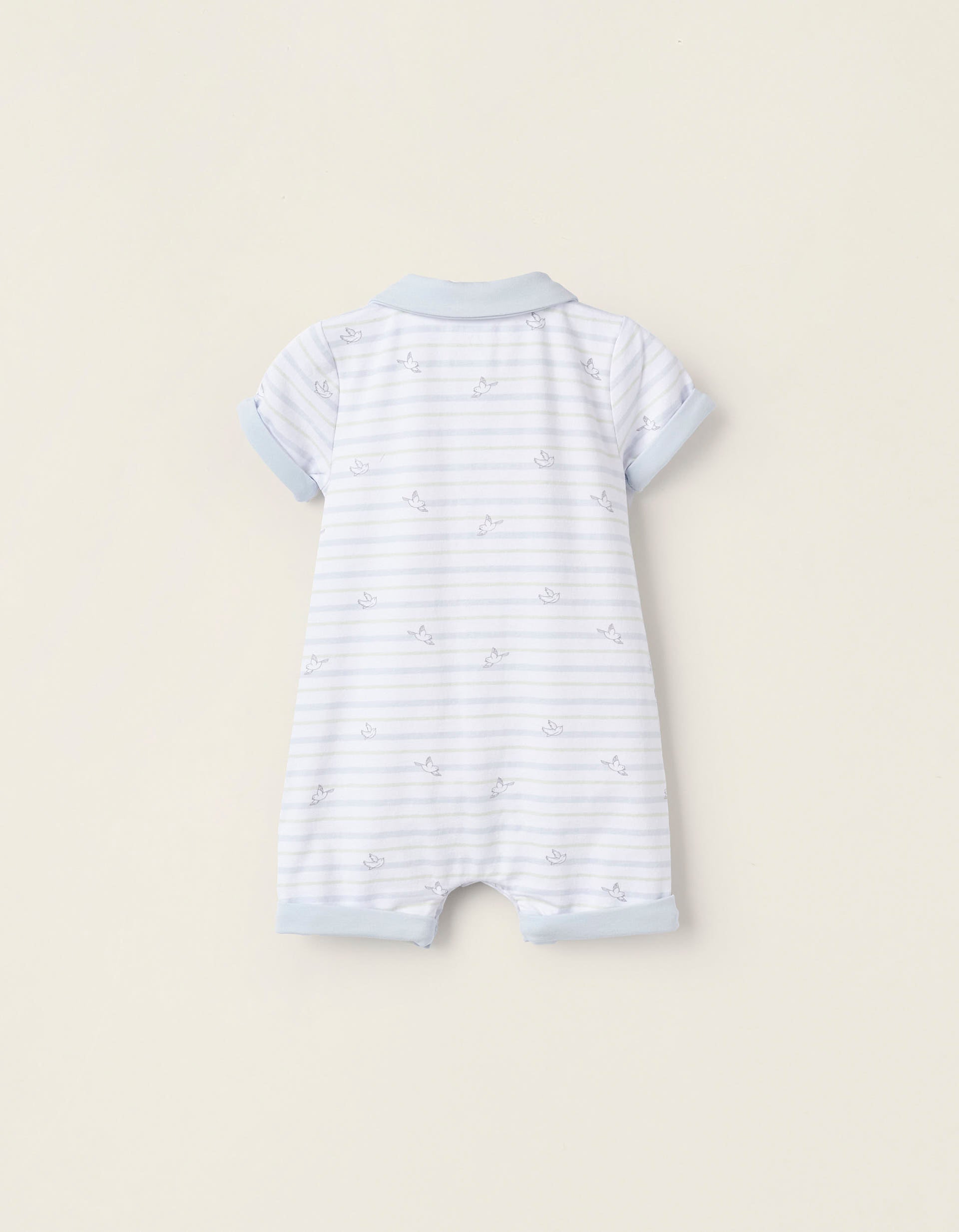 Short Sleeve Newborn Bodysuit 'Swallows', White/Blue/Green