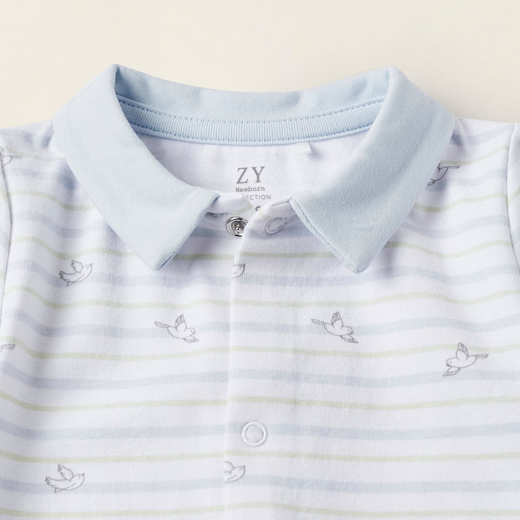 Short Sleeve Newborn Bodysuit 'Swallows', White/Blue/Green