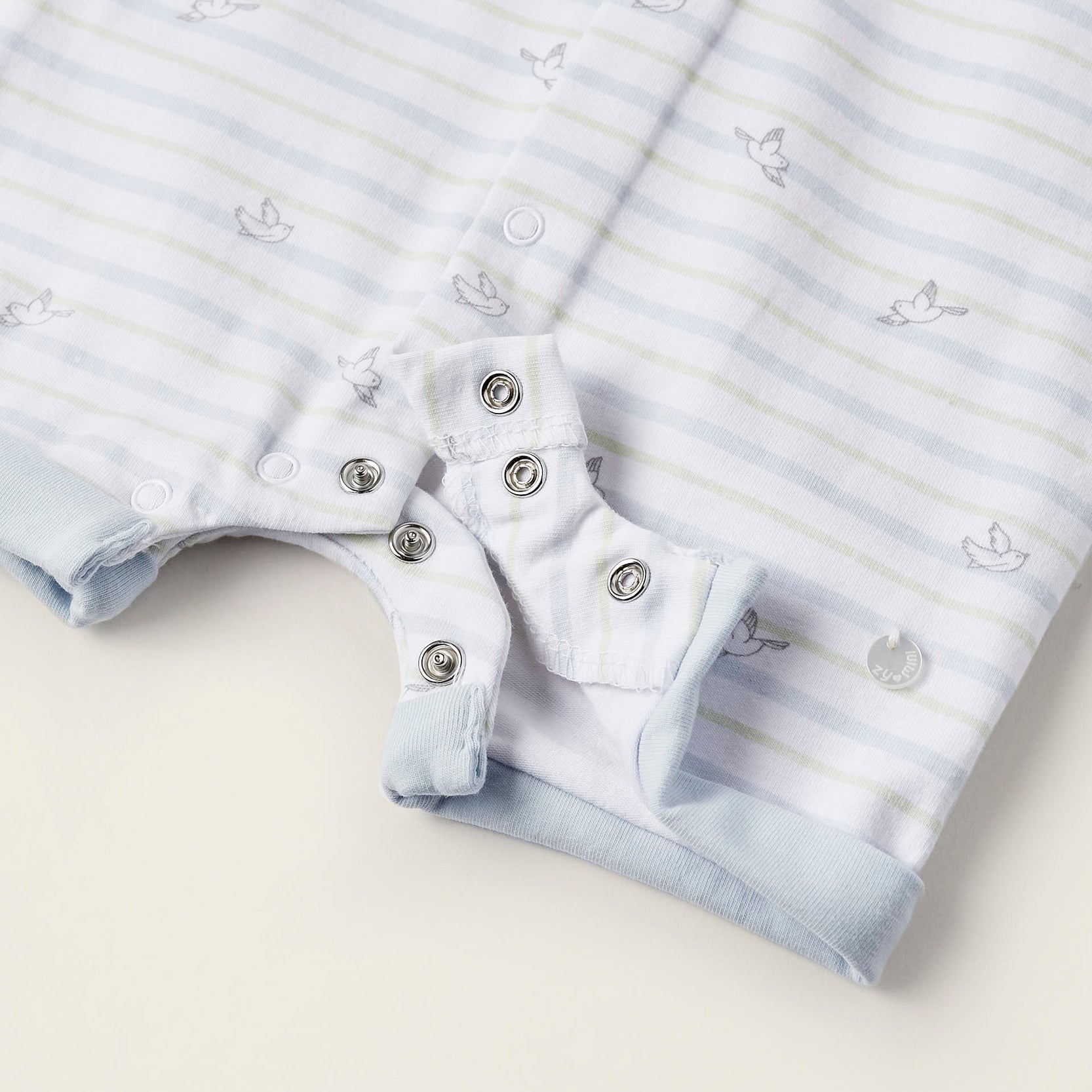 Short Sleeve Newborn Bodysuit 'Swallows', White/Blue/Green