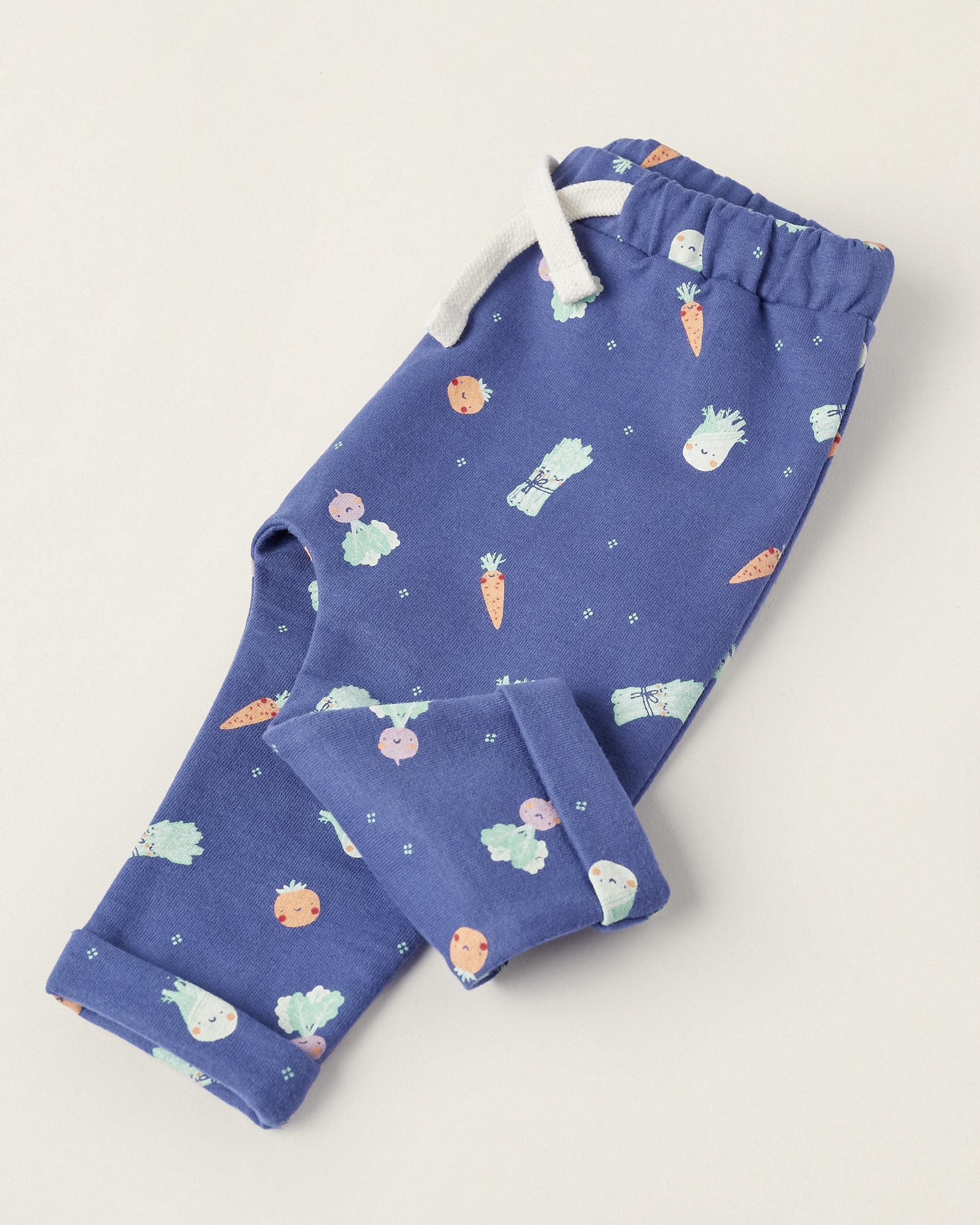 Vegetable Pattern Trousers for Newborn Boys, Blue