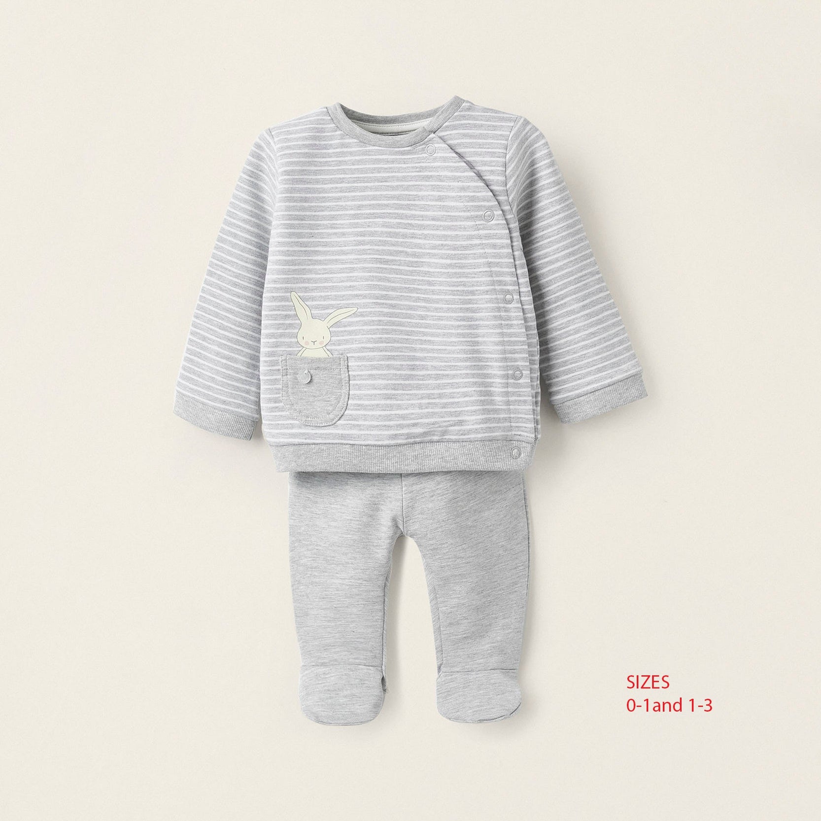 Jacket + Trousers for Newborn Girls 'Rabbit', Grey