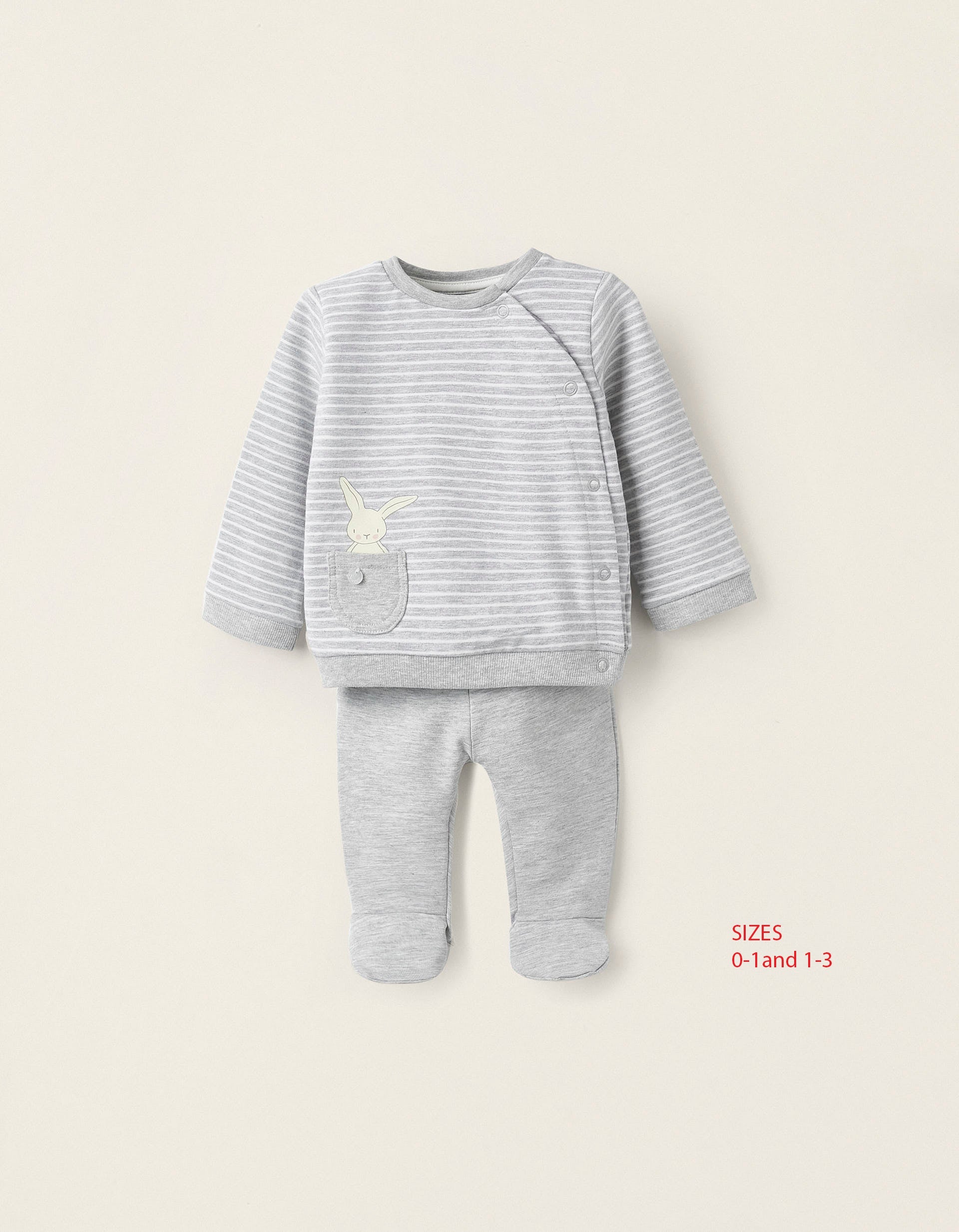 Jacket + Trousers for Newborn Girls 'Rabbit', Grey