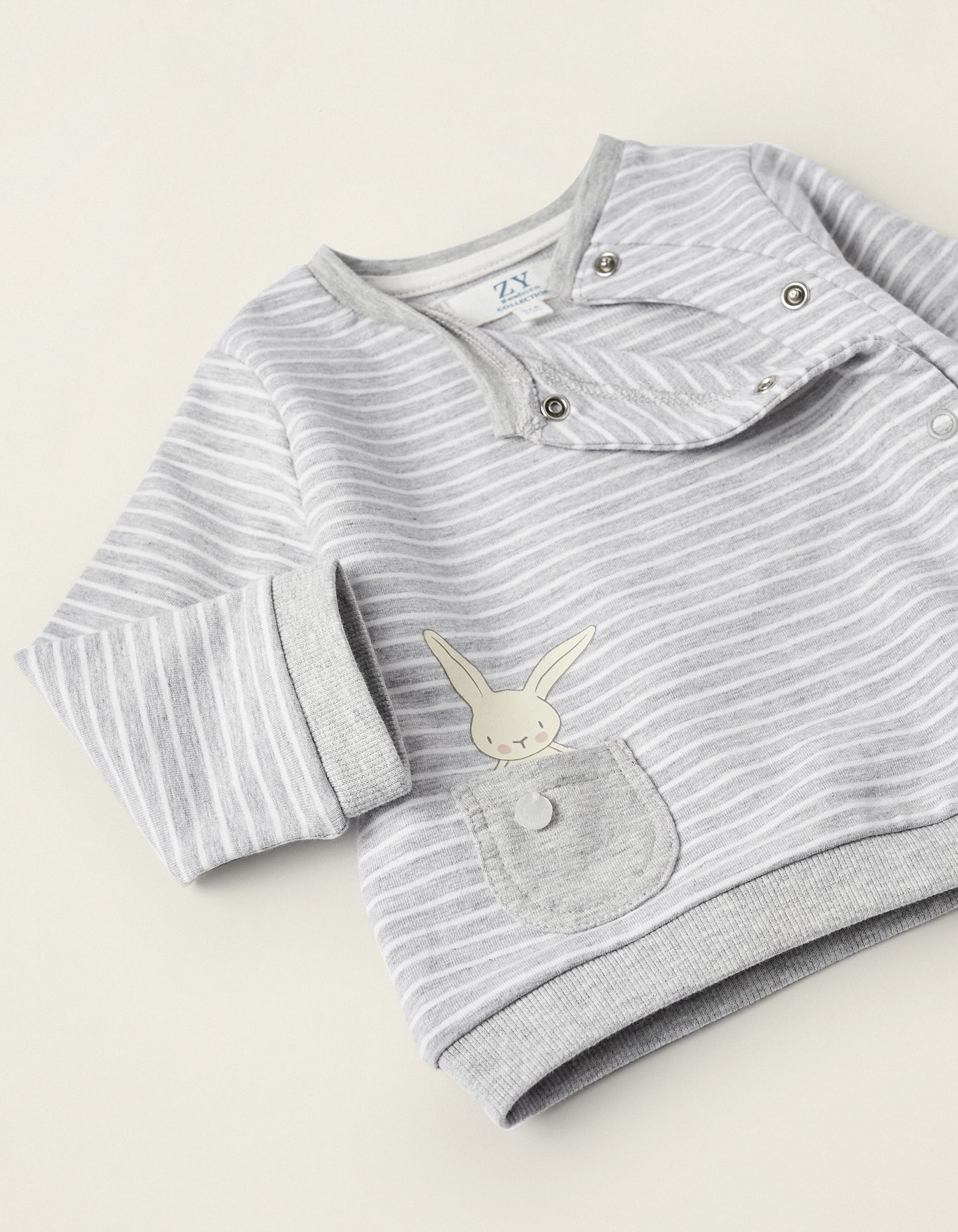 Jacket + Trousers for Newborn Girls 'Rabbit', Grey