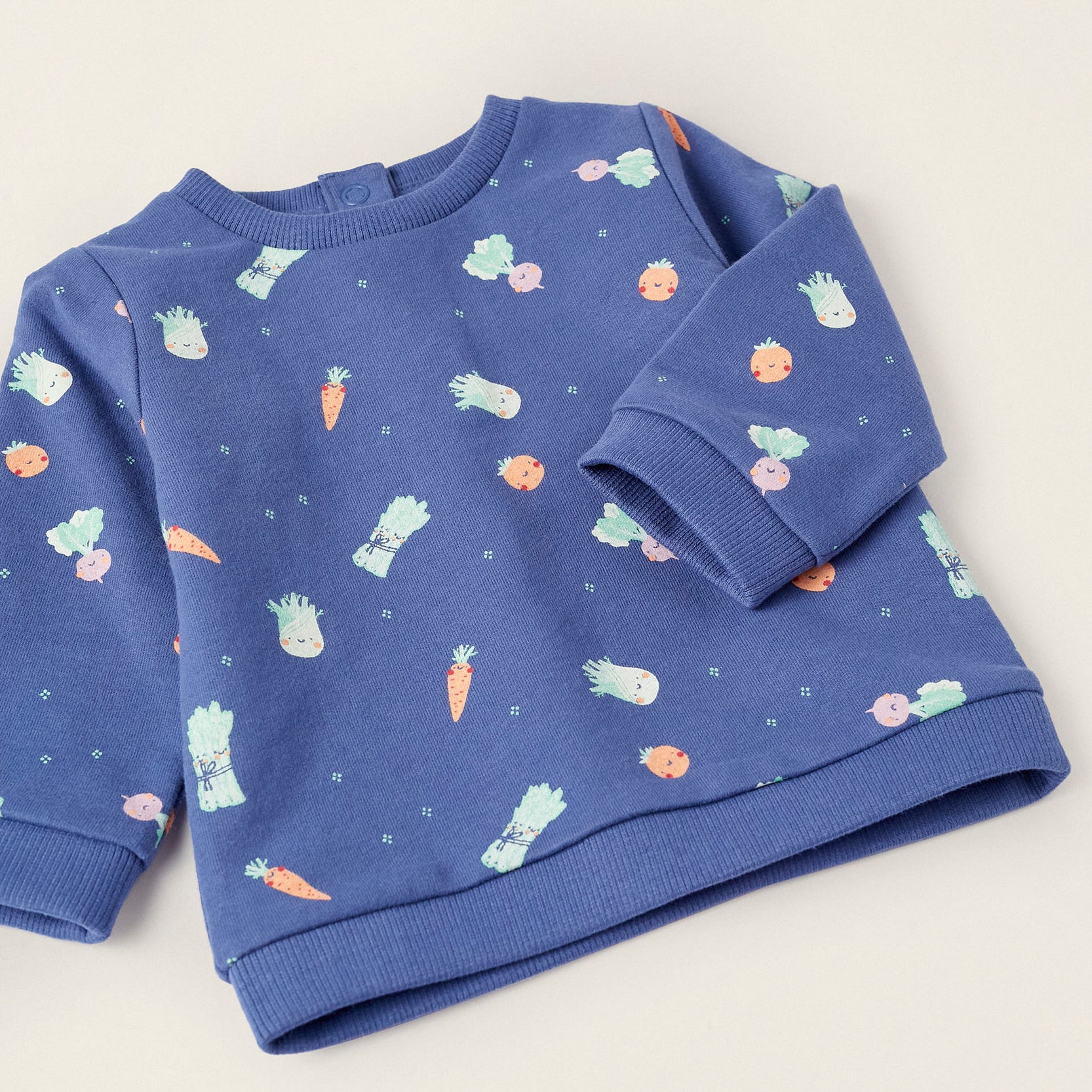 Sweatshirt with Vegetable Pattern for Newborn Boys, Blue