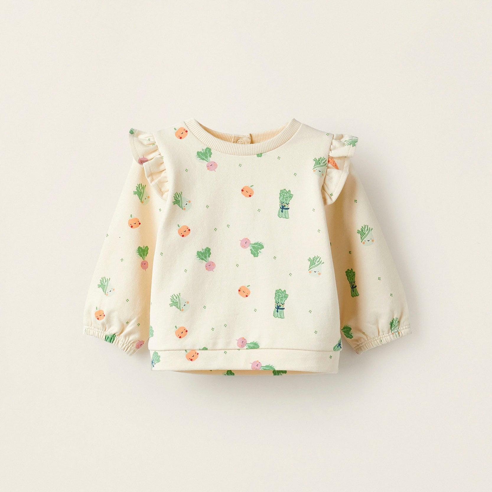 Long Sleeve Sweater for Baby Girls 'Legumes and Vegetables', Beige