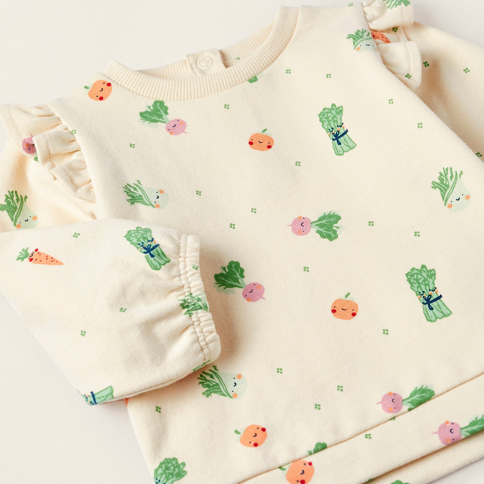 Long Sleeve Sweater for Baby Girls 'Legumes and Vegetables', Beige