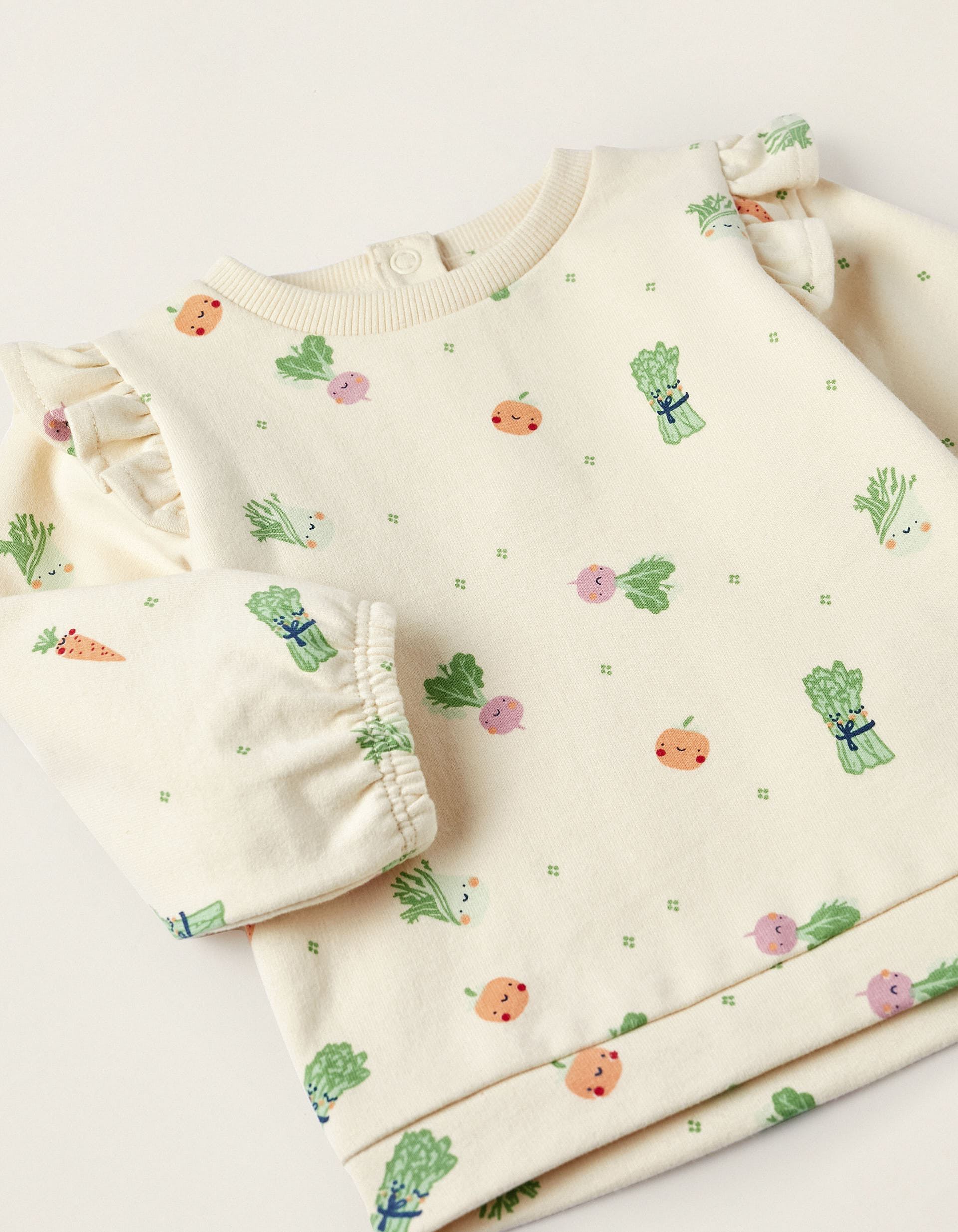Long Sleeve Sweater for Baby Girls 'Legumes and Vegetables', Beige