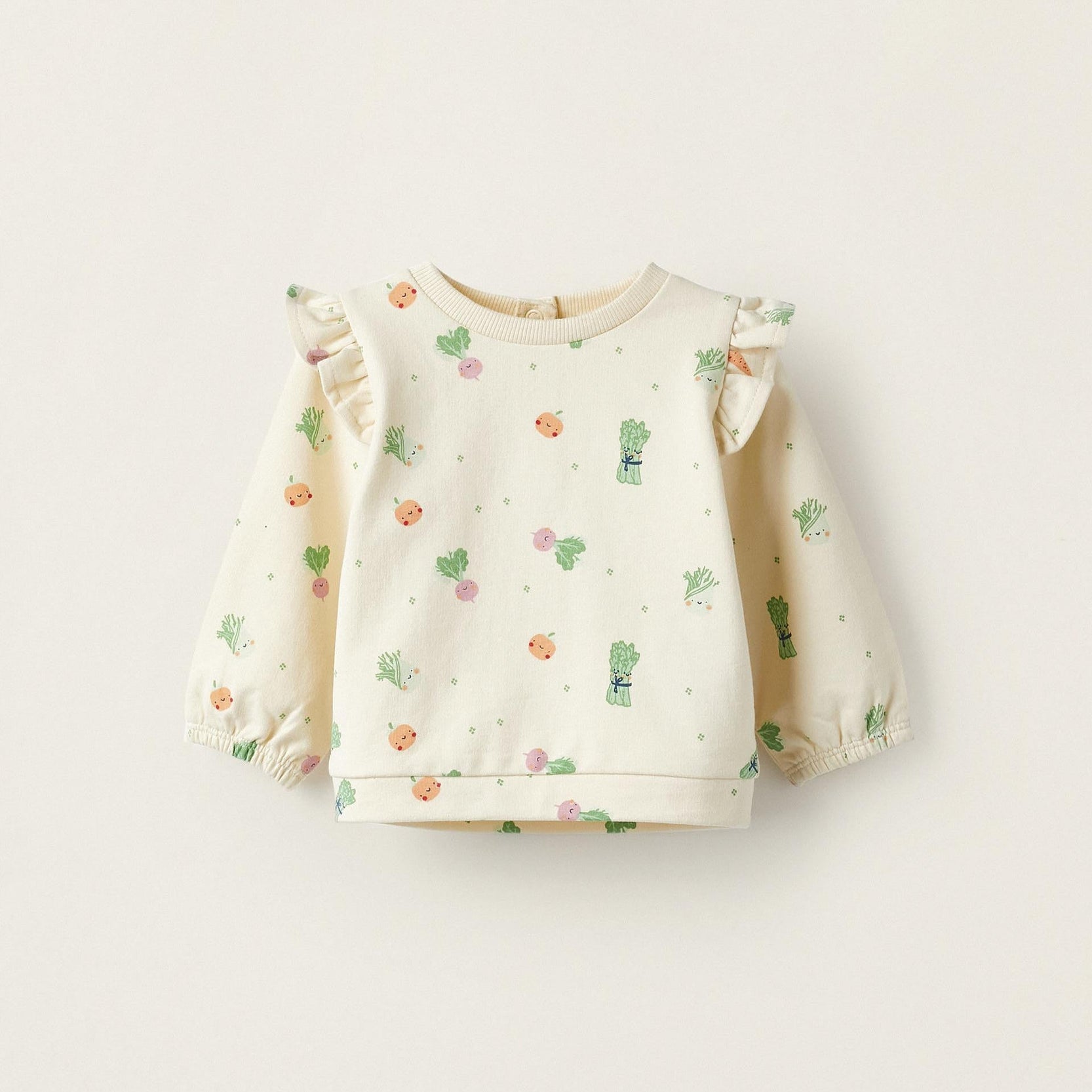 Long Sleeve Sweater for Baby Girls 'Legumes and Vegetables', Beige