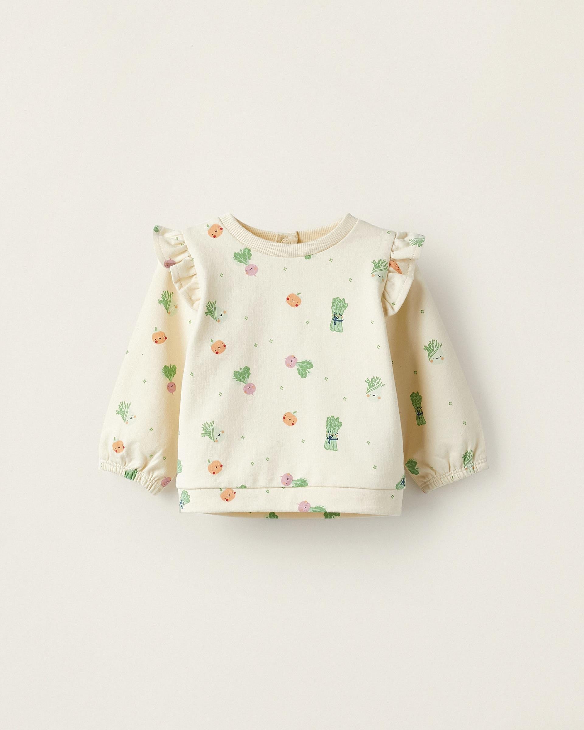 Long Sleeve Sweater for Baby Girls 'Legumes and Vegetables', Beige