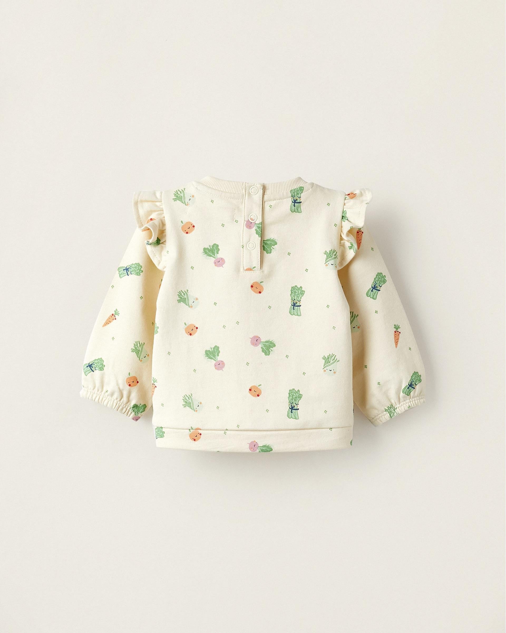Long Sleeve Sweater for Baby Girls 'Legumes and Vegetables', Beige
