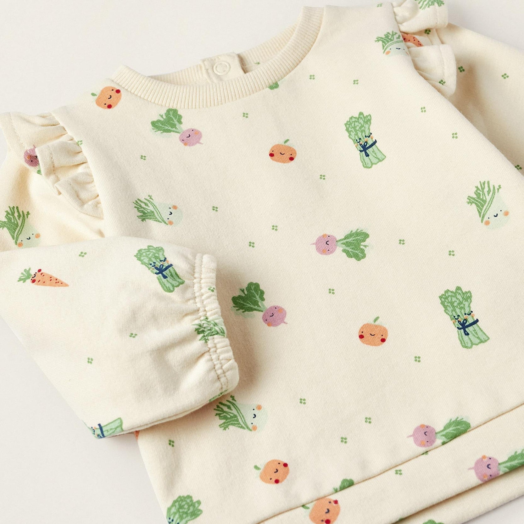 Long Sleeve Sweater for Baby Girls 'Legumes and Vegetables', Beige