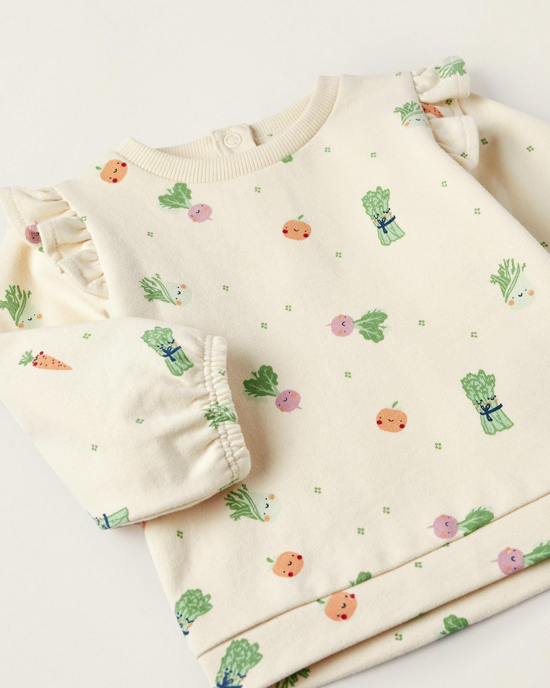 Long Sleeve Sweater for Baby Girls 'Legumes and Vegetables', Beige