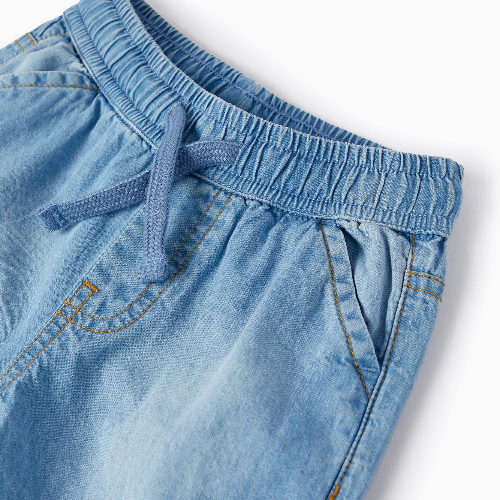 Shorts in Cotton Denim for Baby Boys, Blue