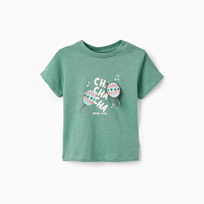 Cotton T-shirt for Baby Boys 'Maracas', Green