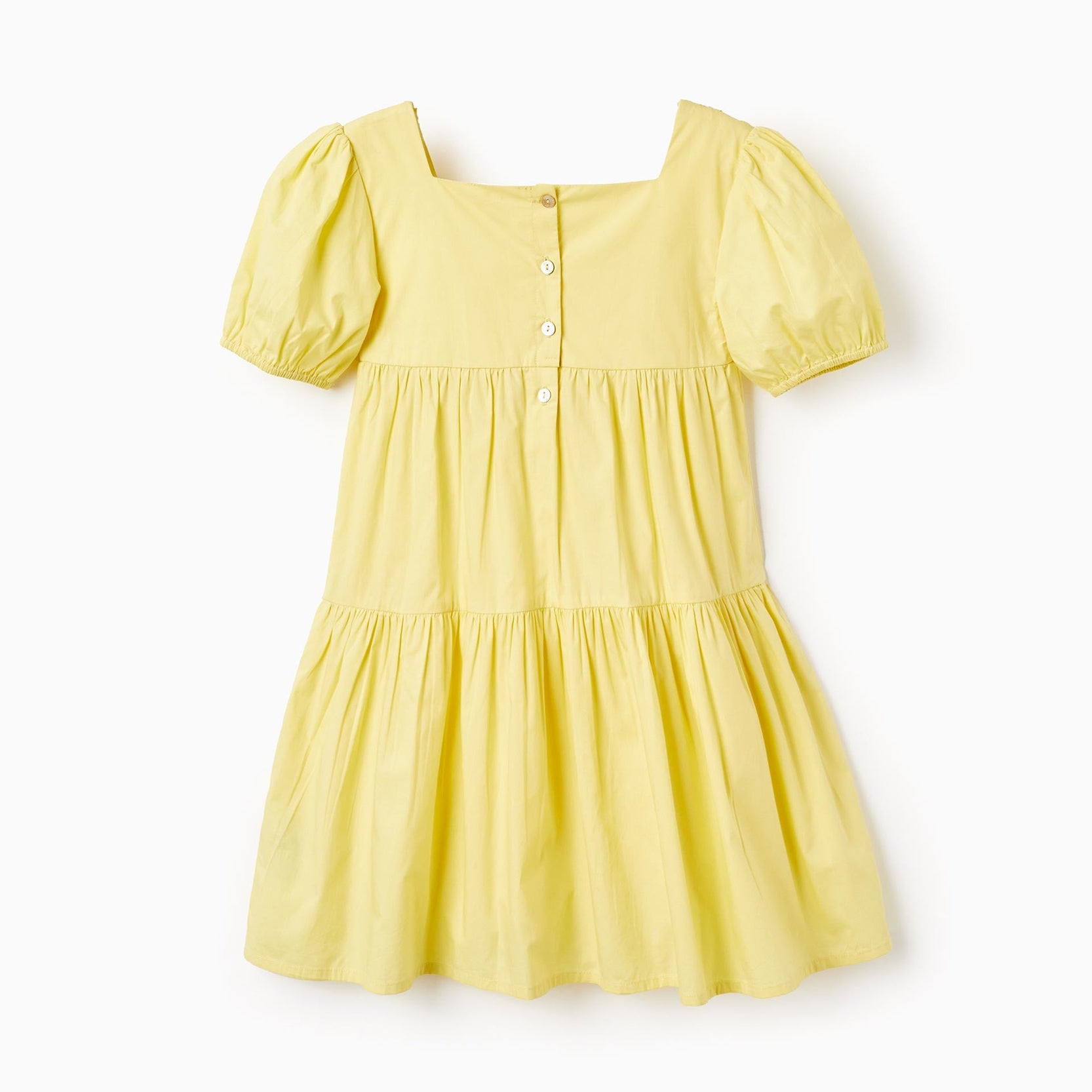Cotton Textured Dress for Girls, Yellow