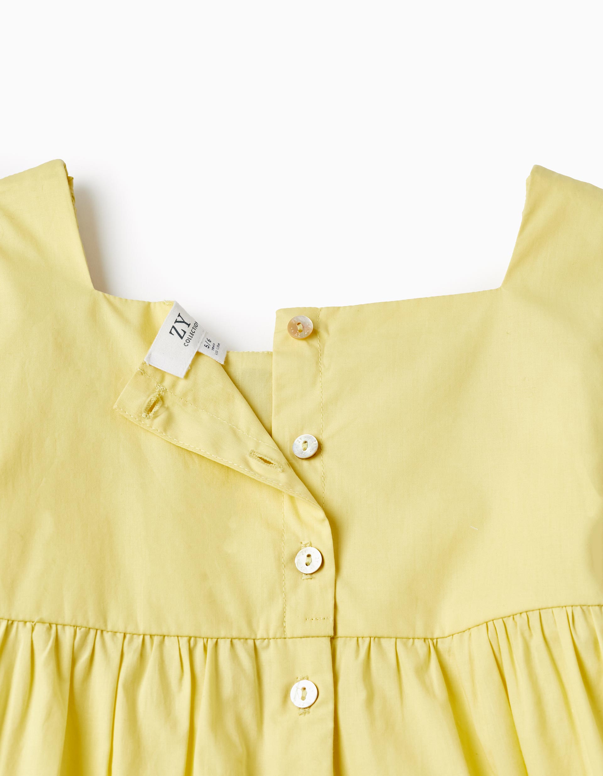 Cotton Textured Dress for Girls, Yellow
