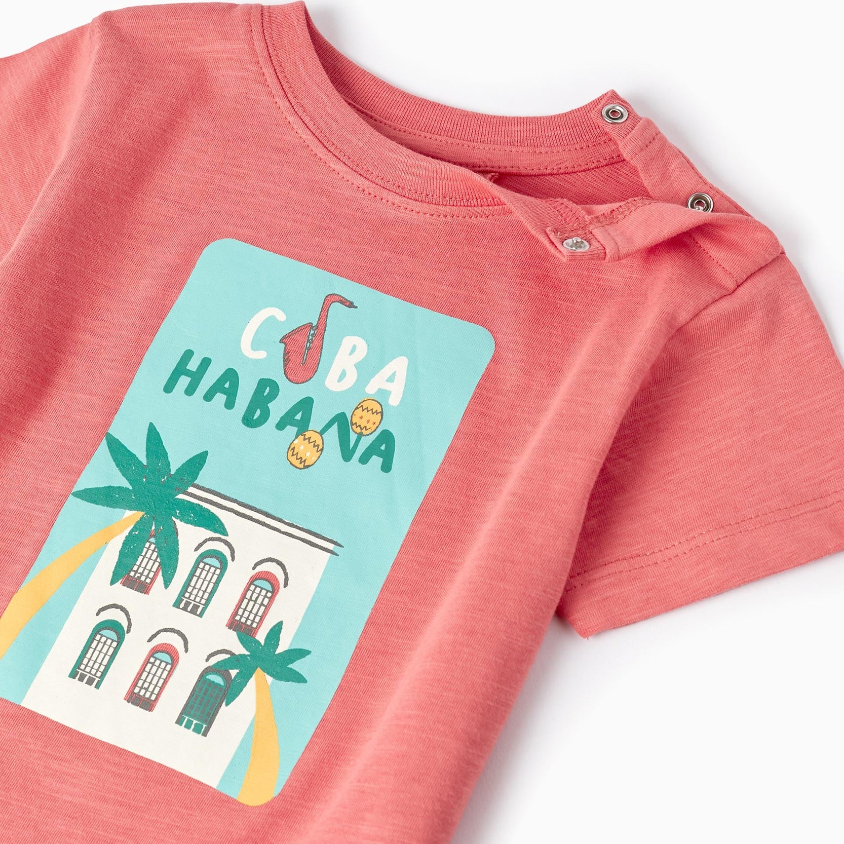 Cotton T-shirt for Baby Boys 'Cuba', Coral