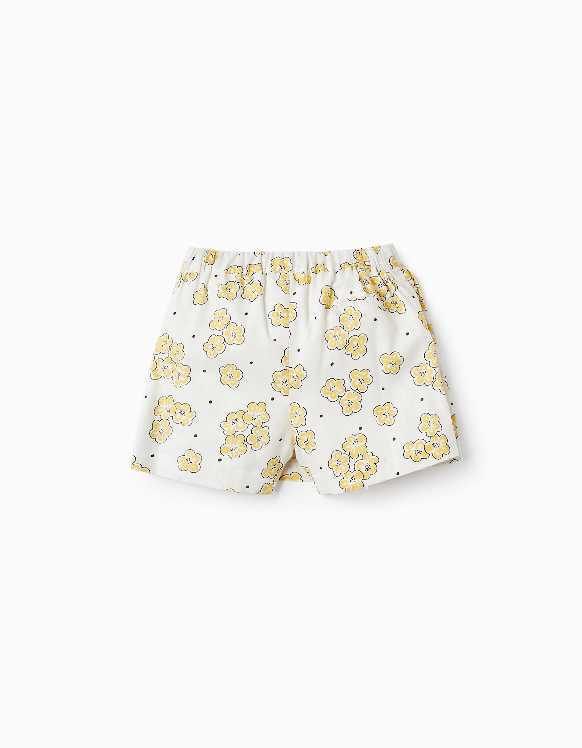 Floral Cotton Skort for Girls, White/Yellow