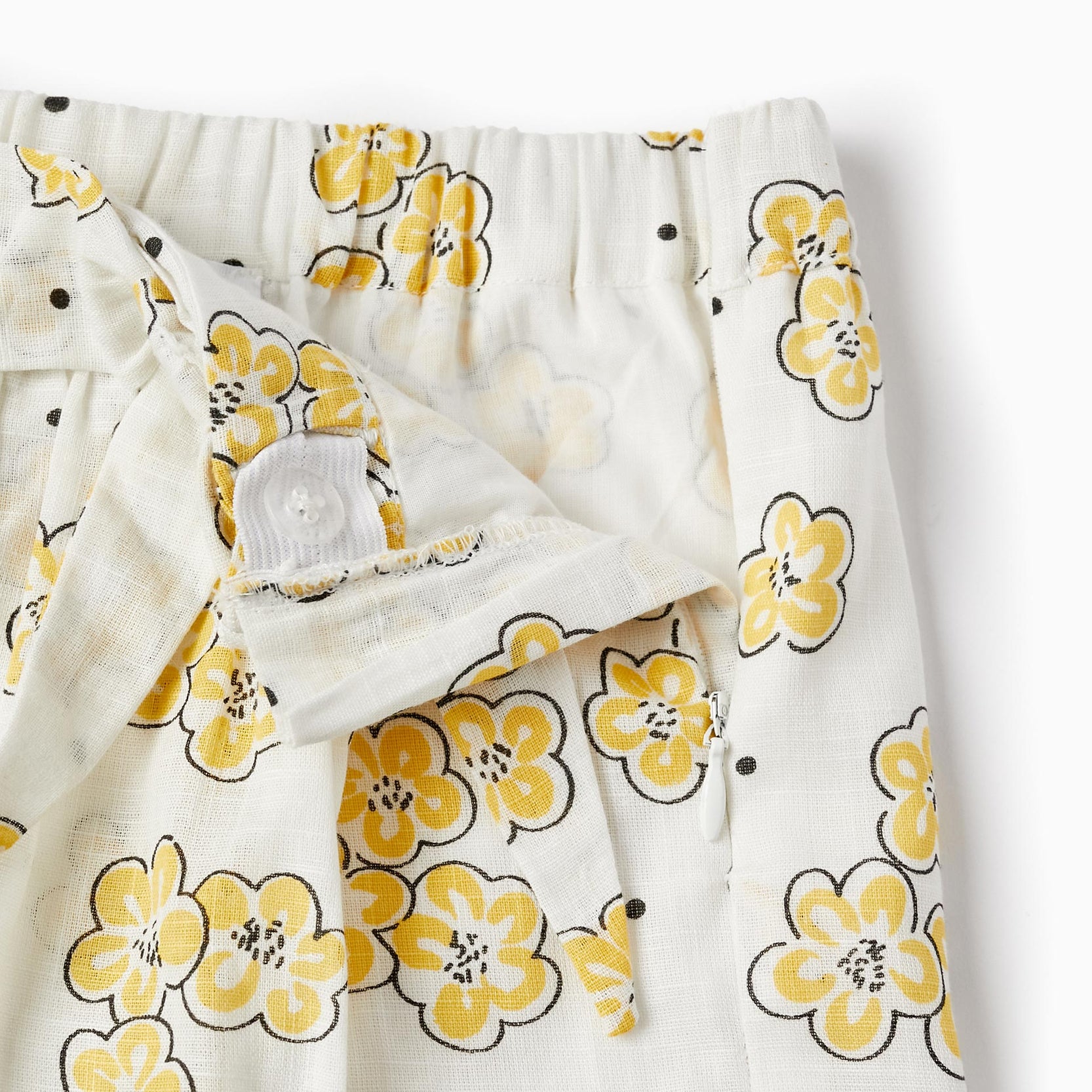 Floral Cotton Skort for Girls, White/Yellow
